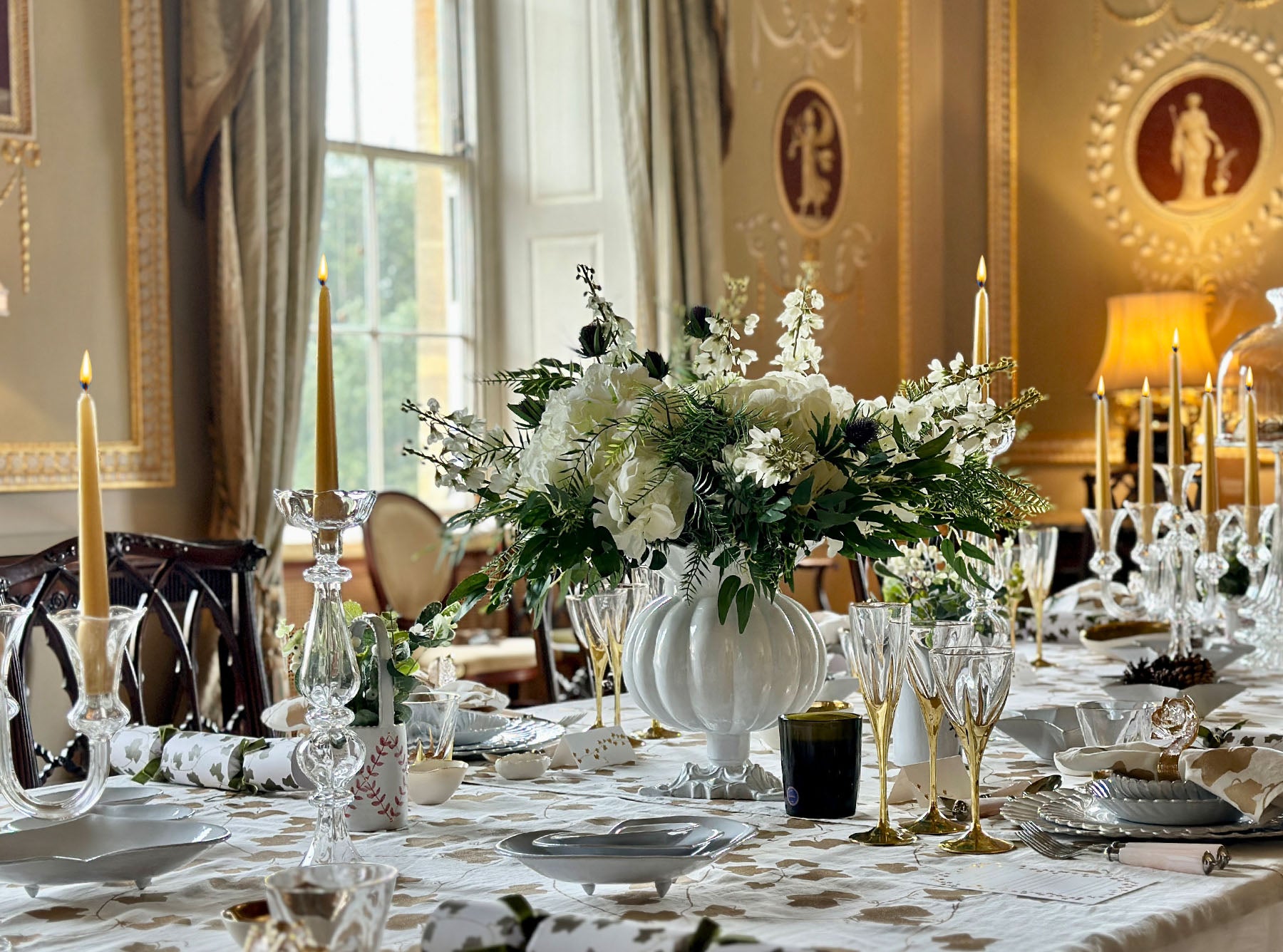 Clear Handblown Glass Flower Candlestick, 41cm