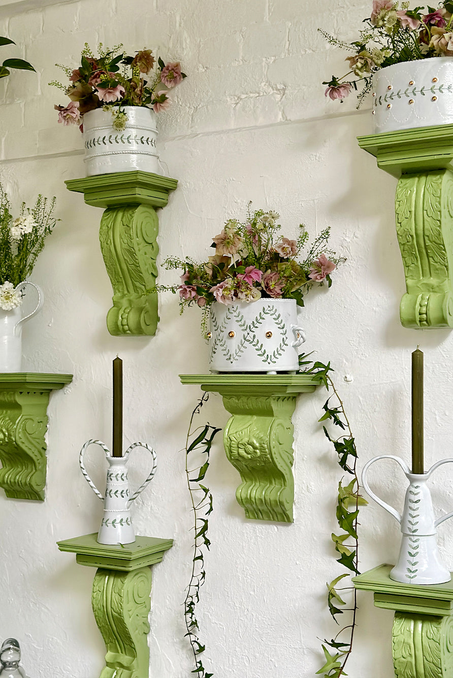 Green Laurel Diamond Sconce, 31cm