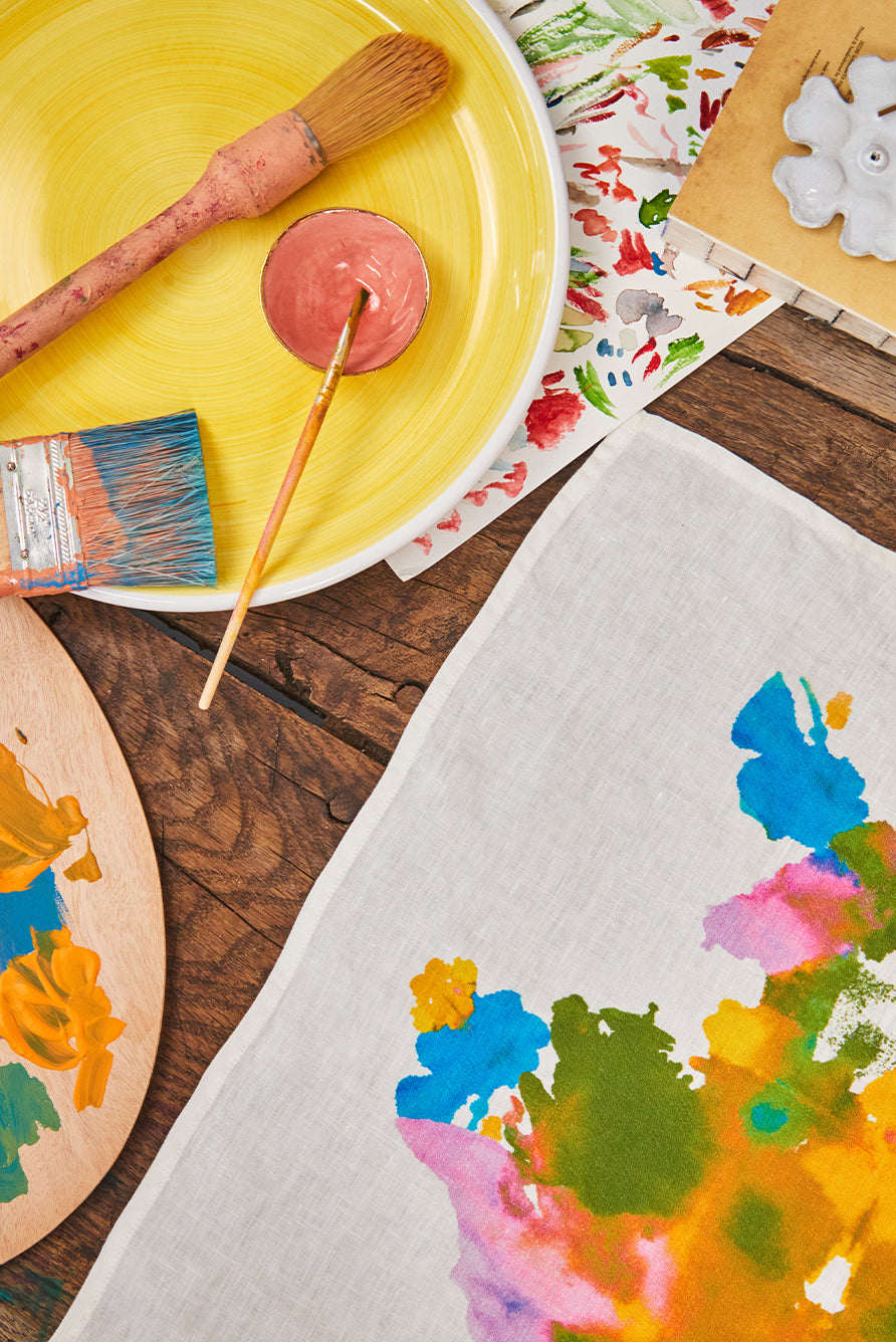 Set of 6 'Encre' Linen Napkins, 50x50cm