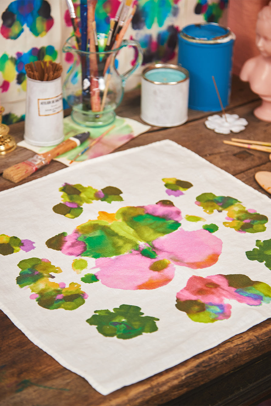 Set of 6 'Encre' Linen Napkins, 50x50cm