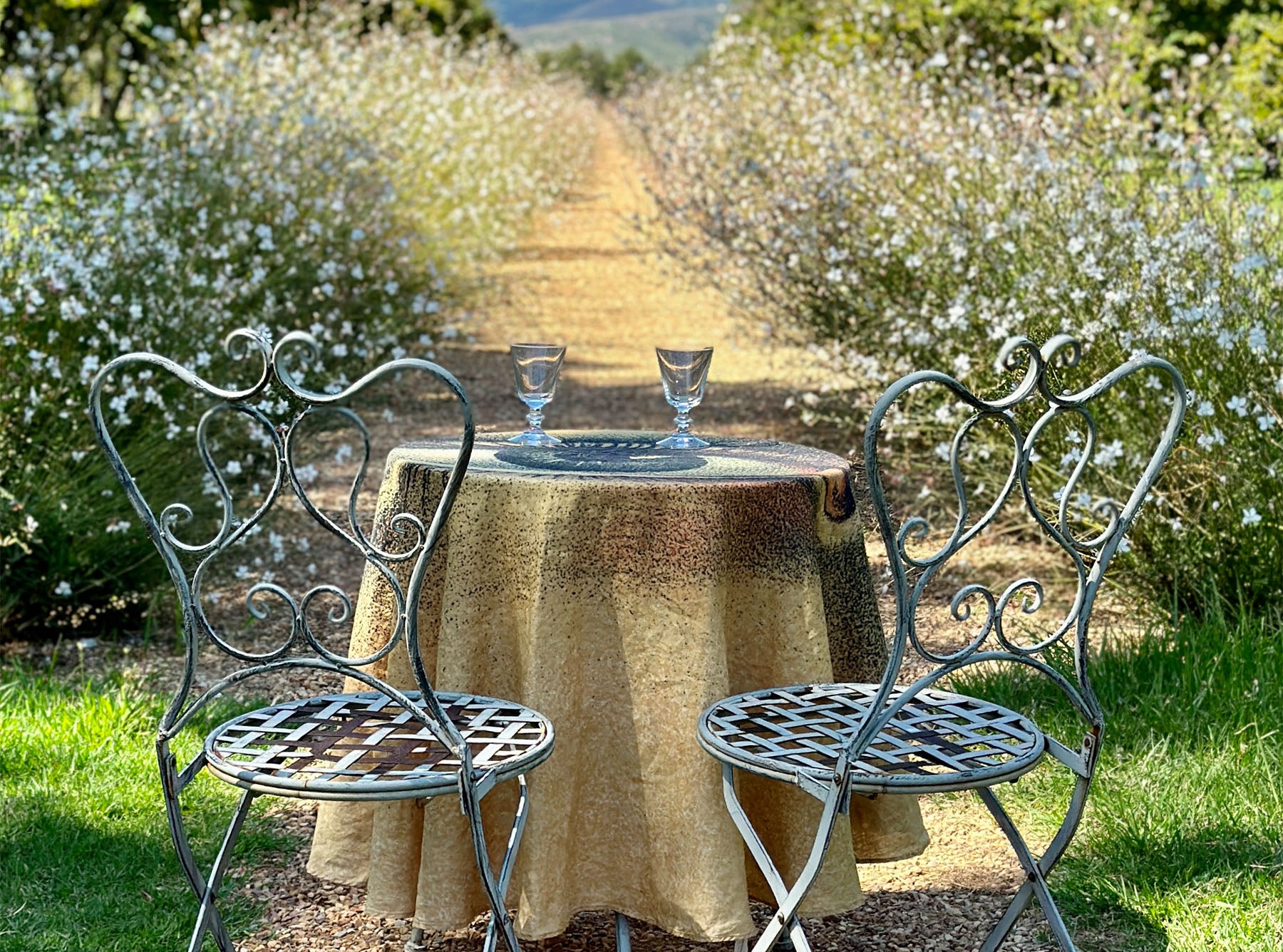 S&B x John Derian 'Eye' Round Occasional Linen Tablecloth, 165cm