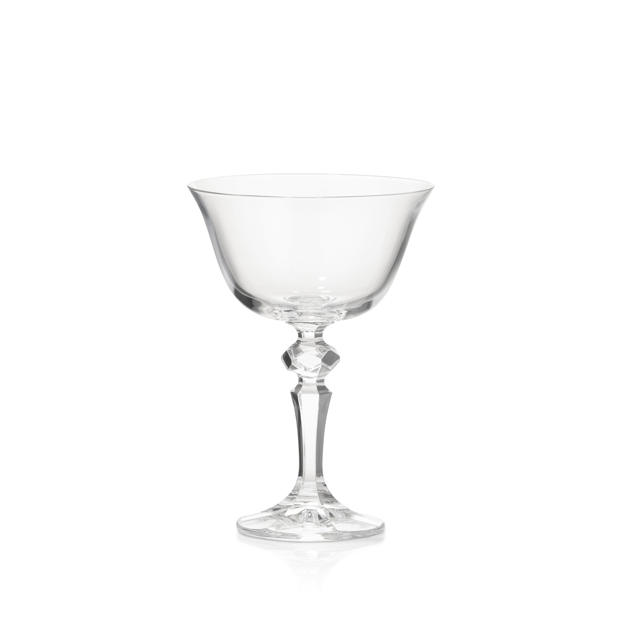Crystal Faceted Ball Stem Champagne Coupe