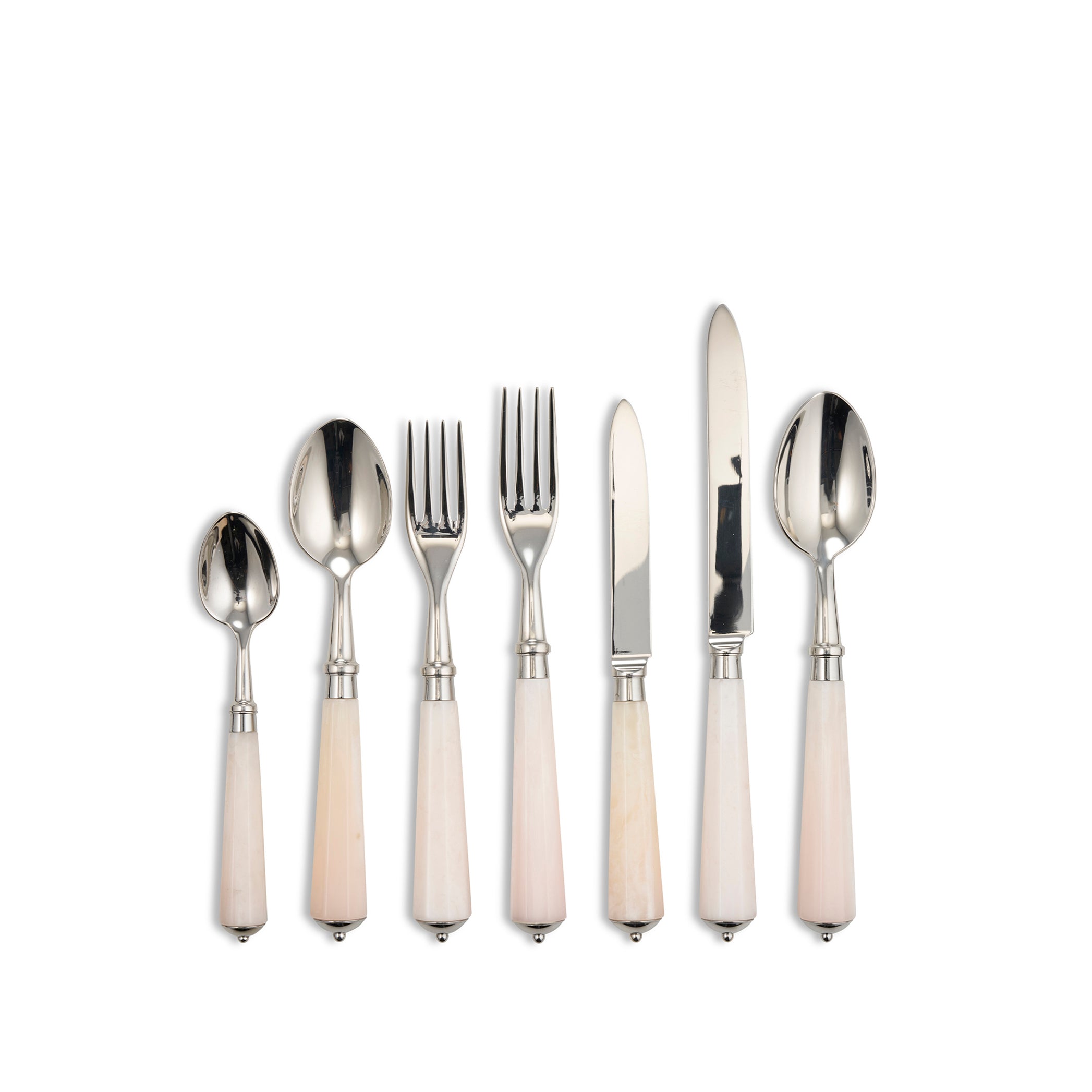 Julia Faux Rose Quartz & Stainless Steel 7 Piece Cutlery Set
