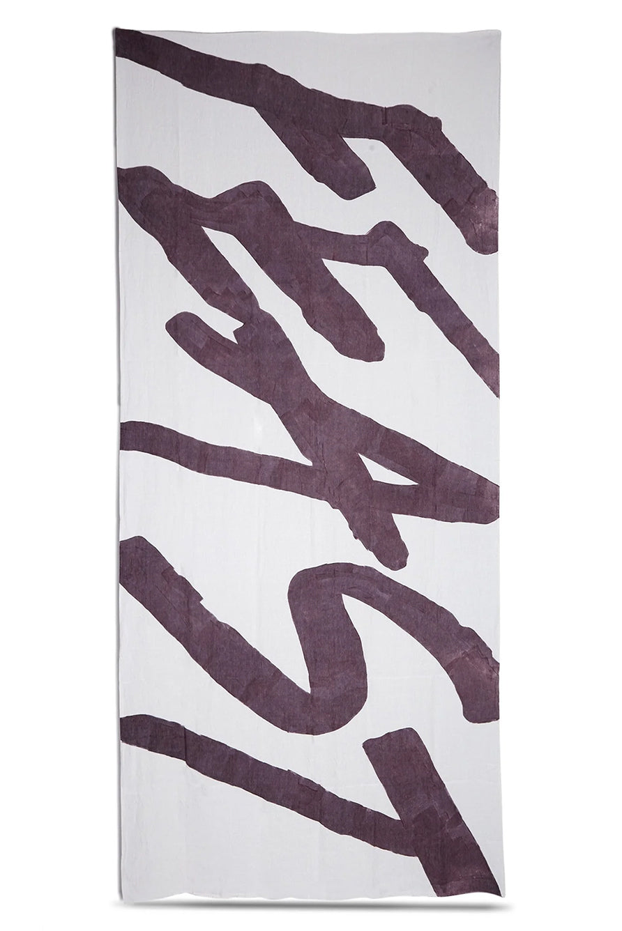 'Feast' Word Linen Tablecloth in Grape Purple