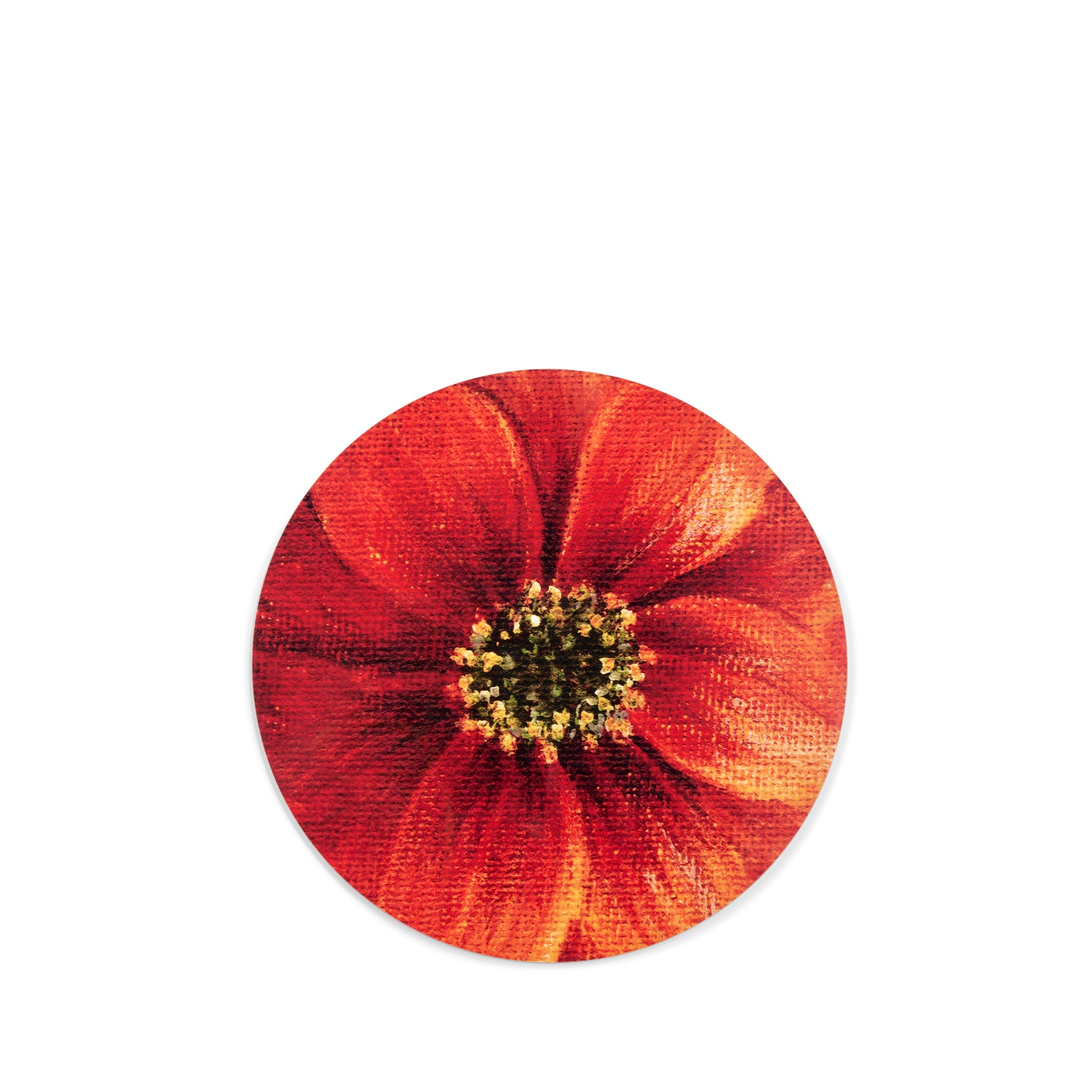 Dahlia 'First Love' Round Cork-Backed Placemat in Orange, 34cm