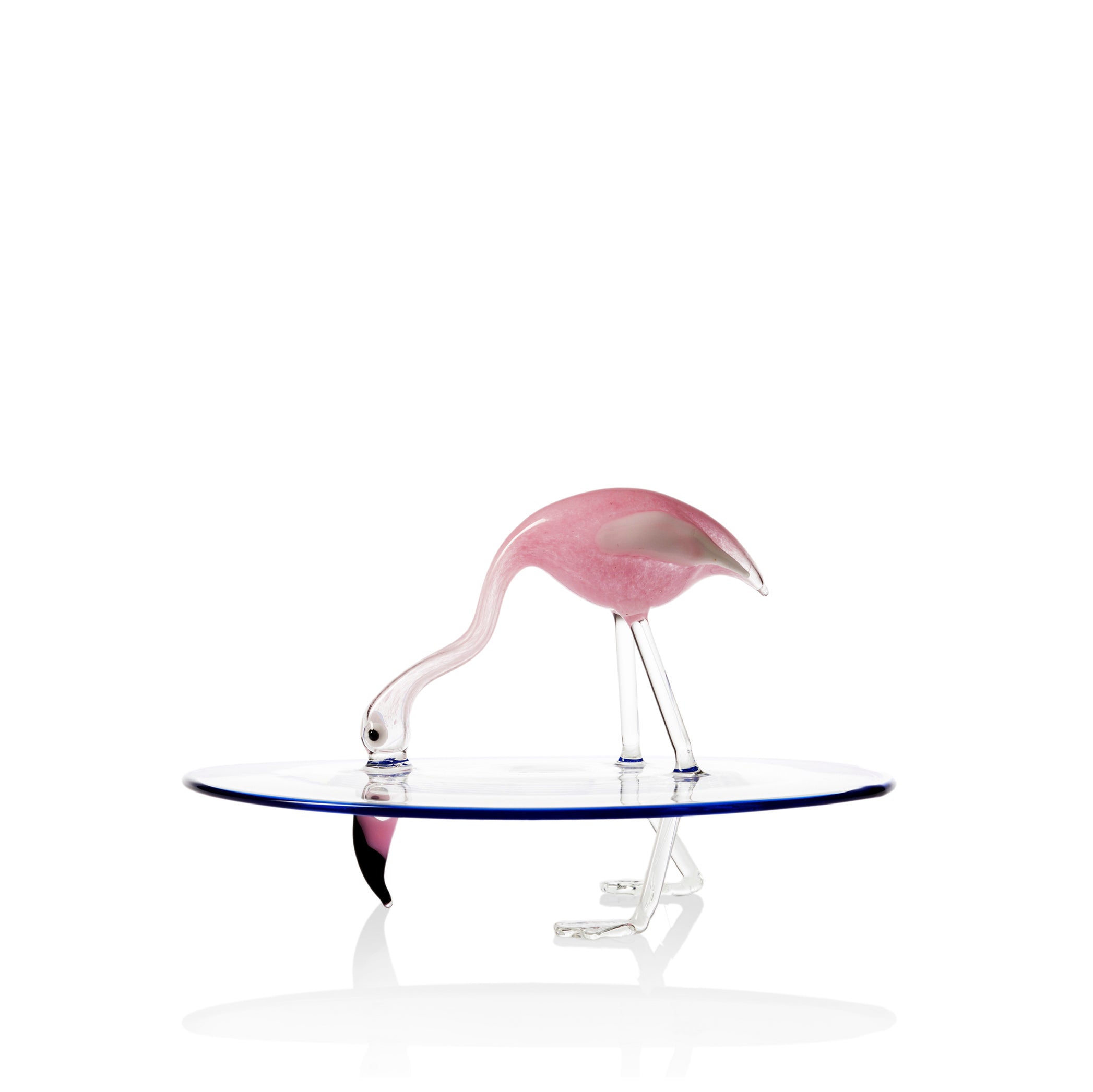 Handblown Glass Flamingo Cake Stand, 30cm