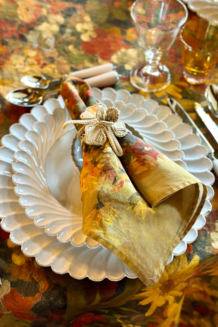 'Fleurs des Prés' Round Linen Tablecloth, 260cm