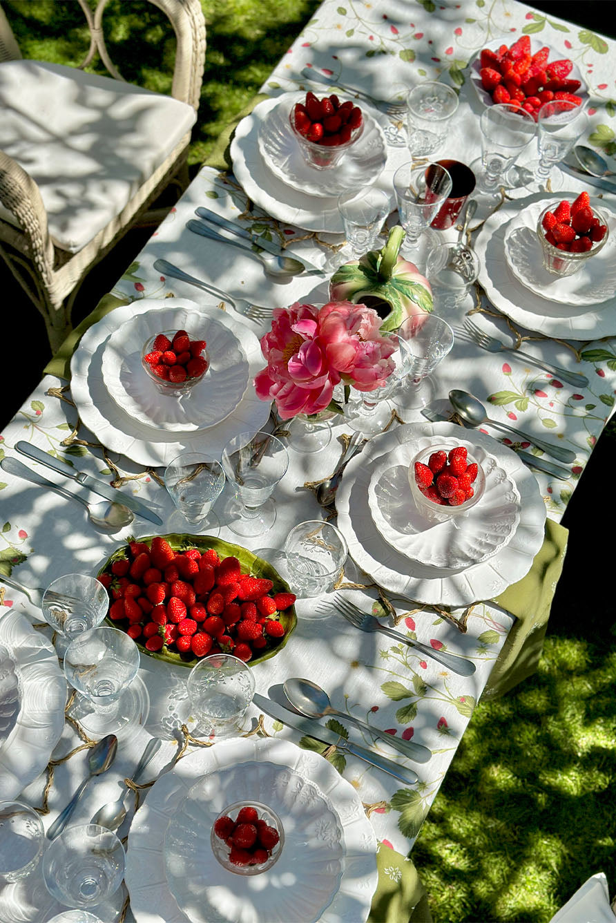 'Fraises des Bois' Linen Tablecloth