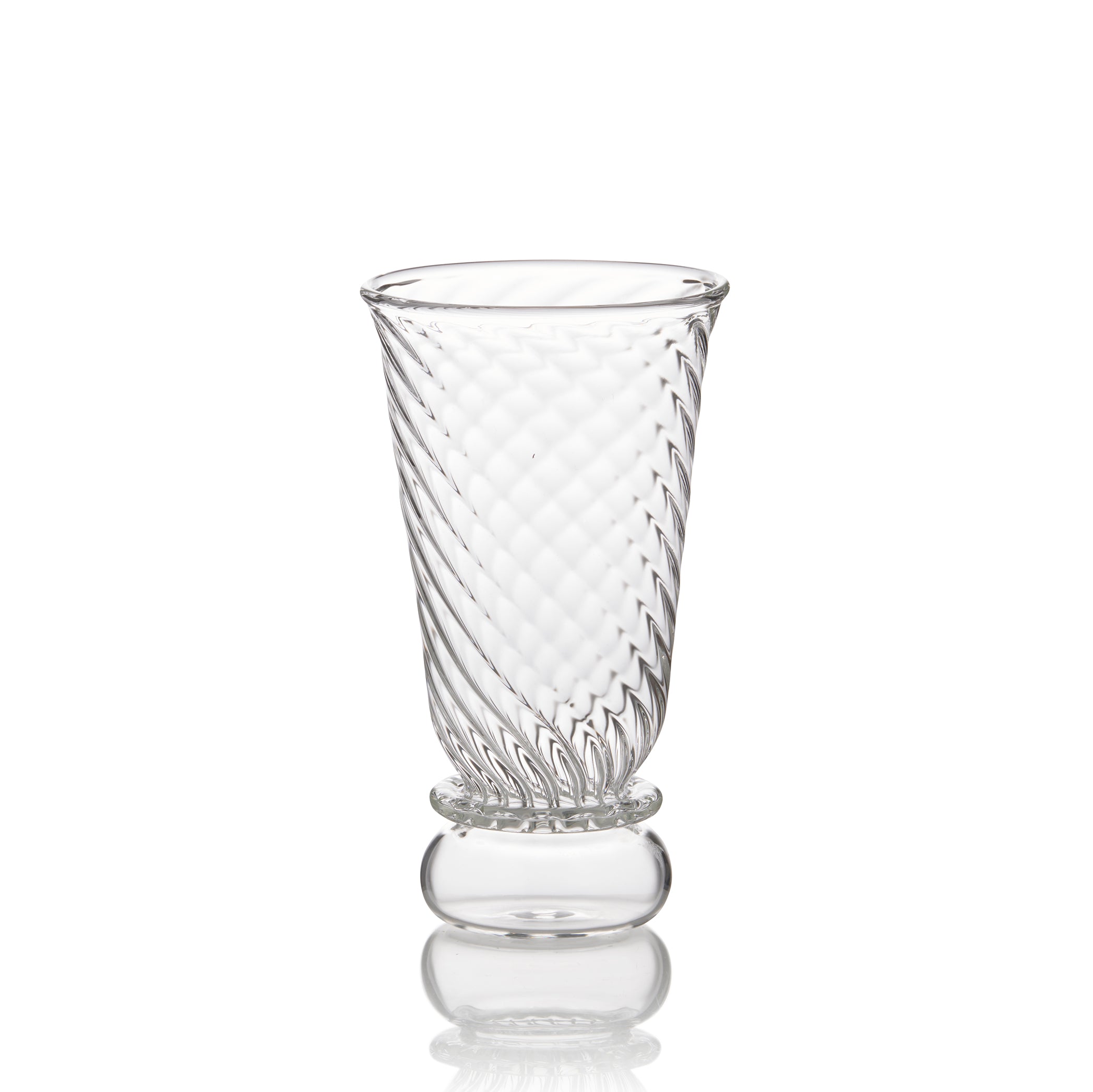 Clear Handblown Glass Swirl Water Glass, 13cm