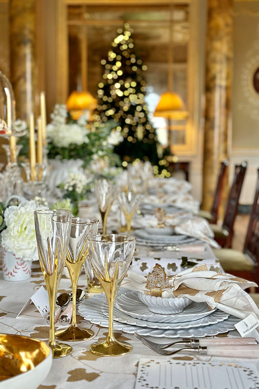 Handblown Glass Rose Napkin Ring in Gold