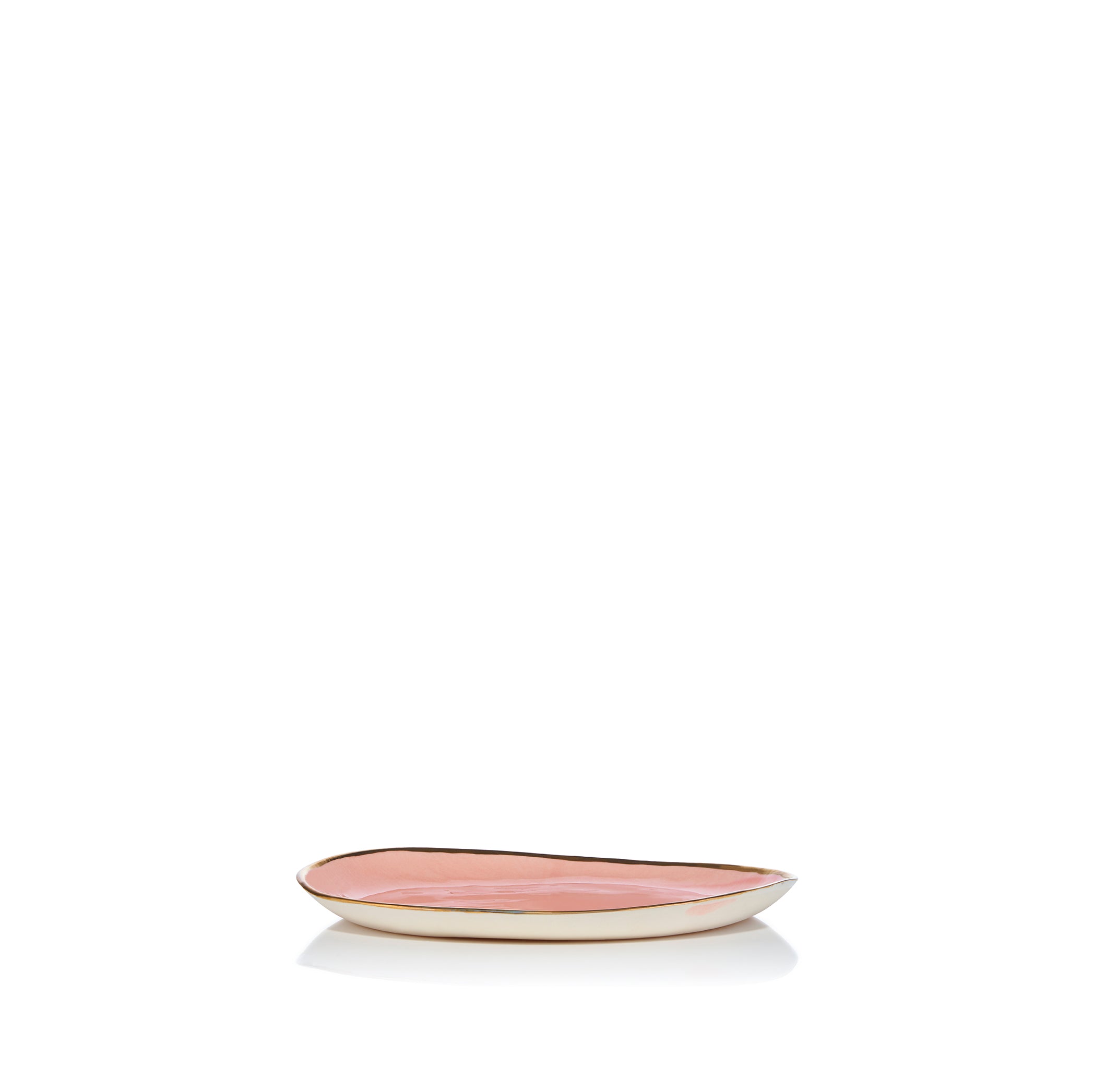 Handmade 20cm Pink Ceramic Side Plate with 24 Carat Gold Rim