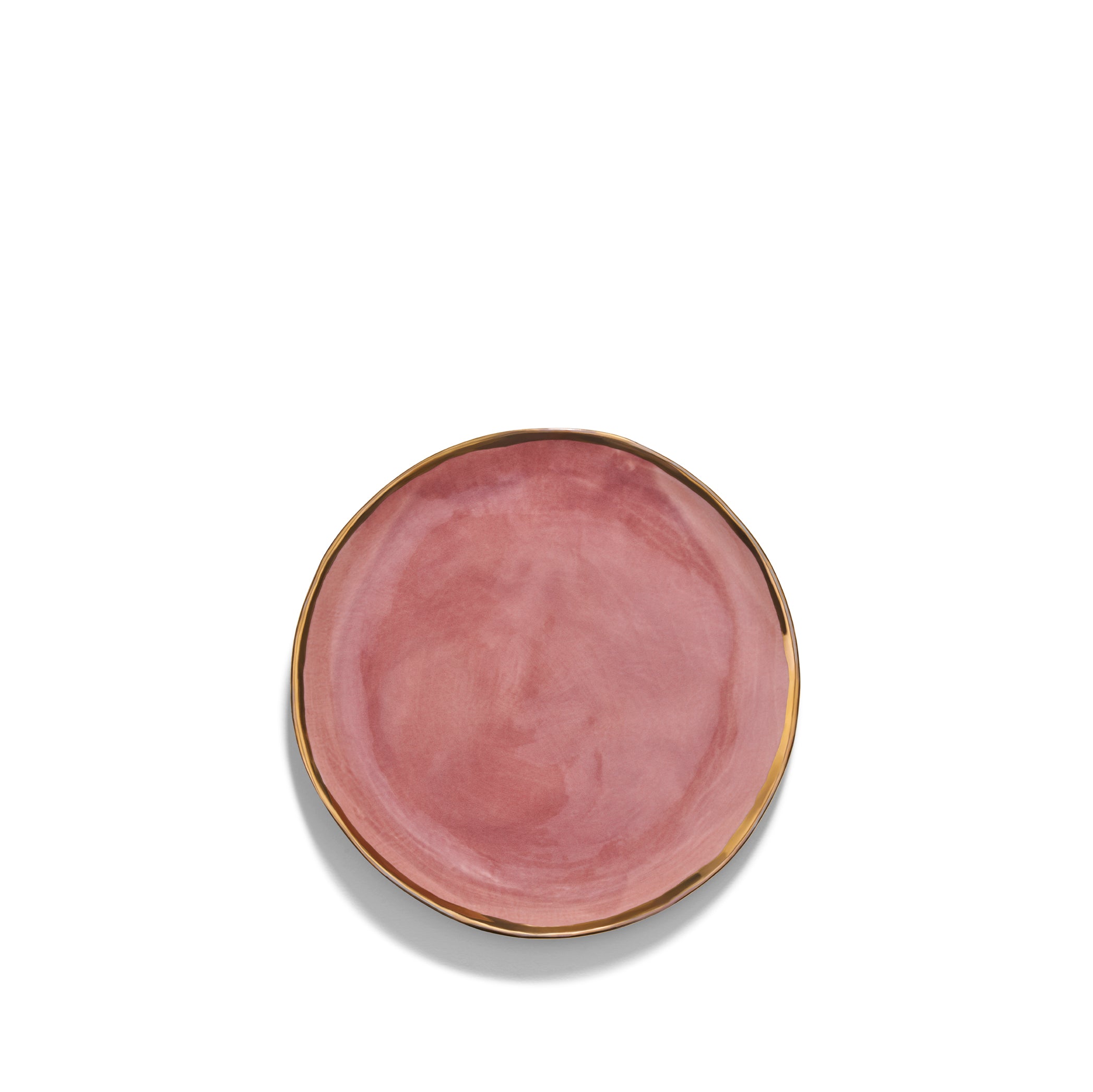 Handmade Prune Ceramic Side Plate with 24kt Gold Rim, 20cm