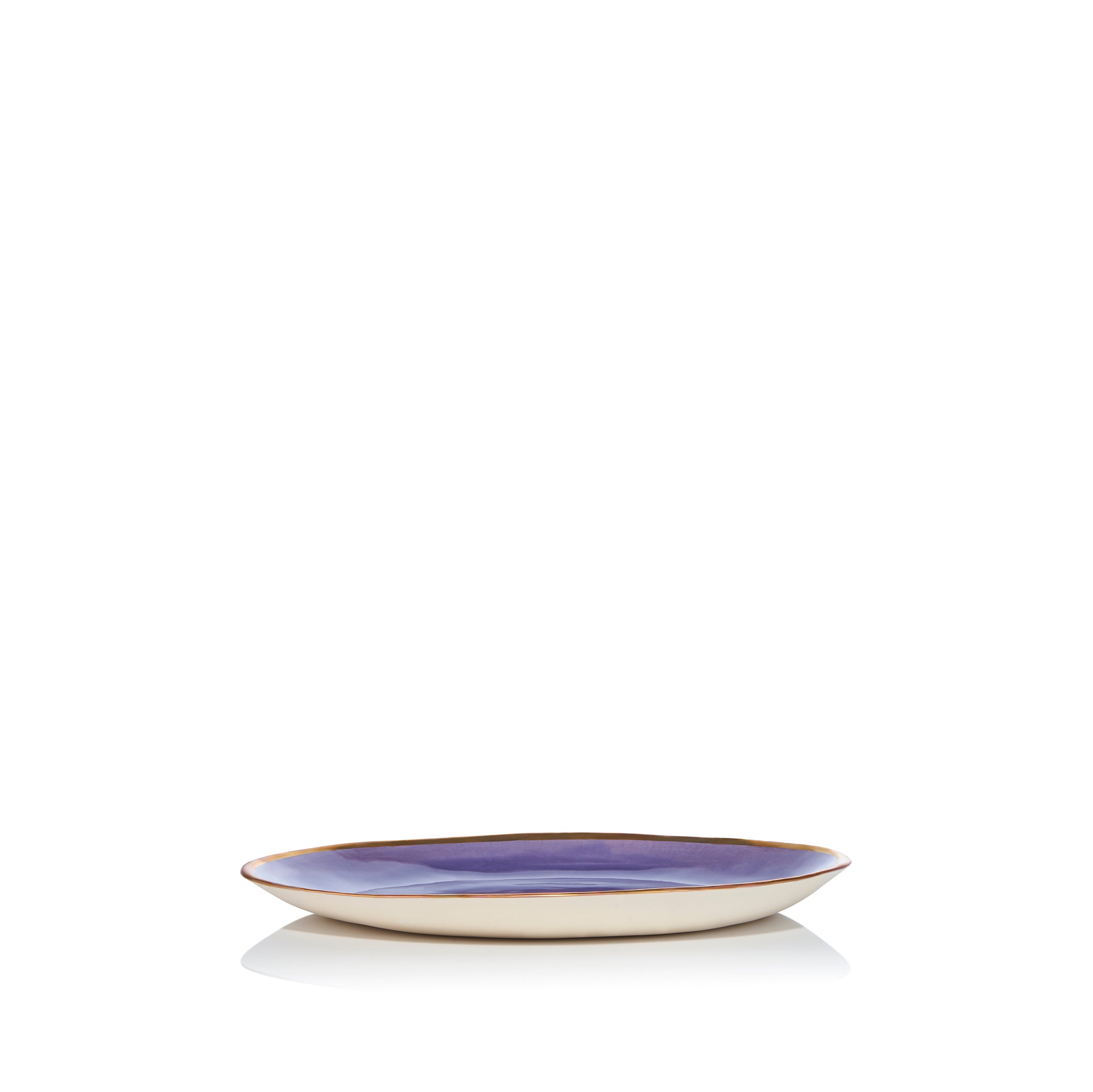 Handmade 27cm Purple Ceramic Dinner Plate with 24 Carat Gold Rim