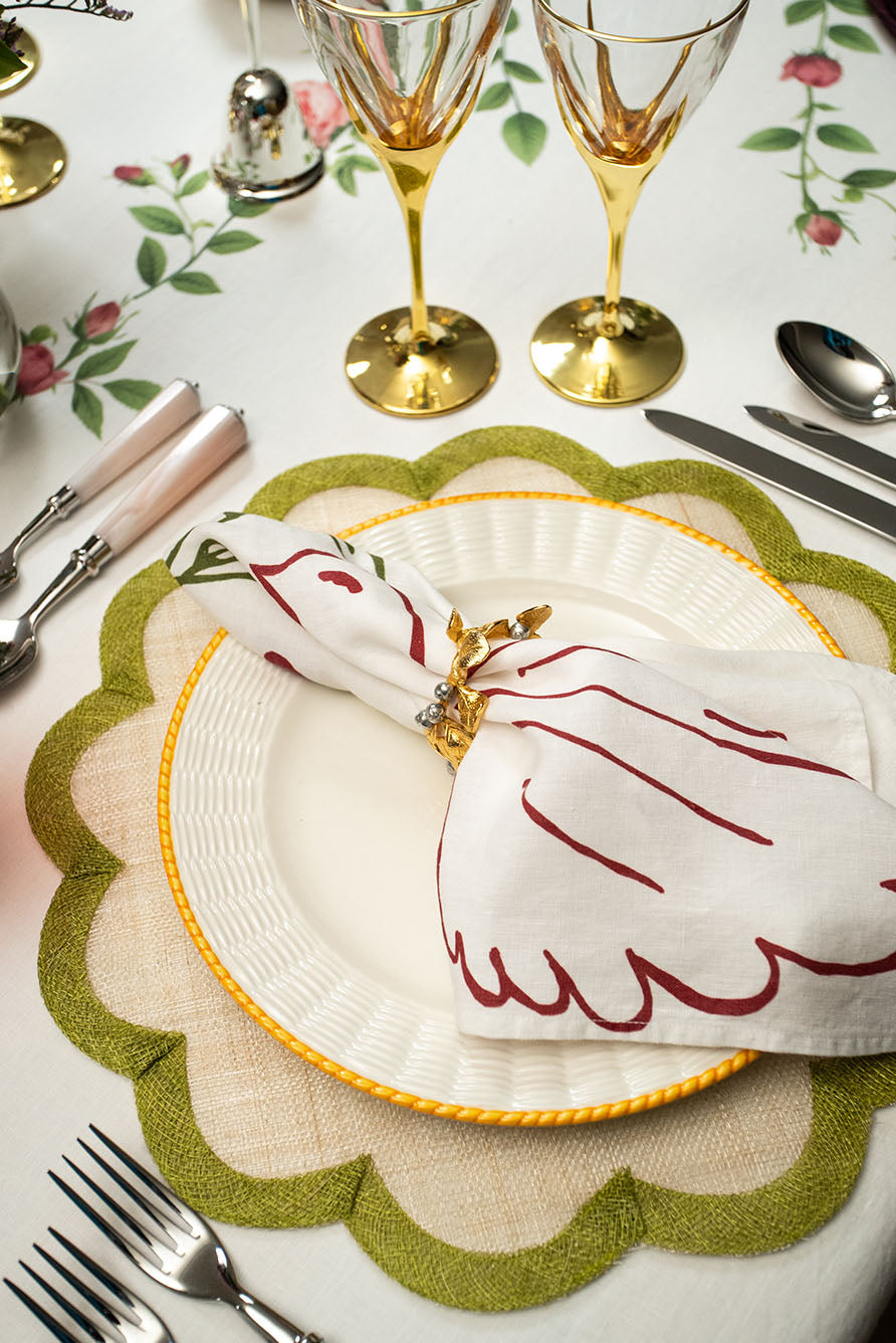 Mistletoe Pewter Napkin Ring in Gold & Silver