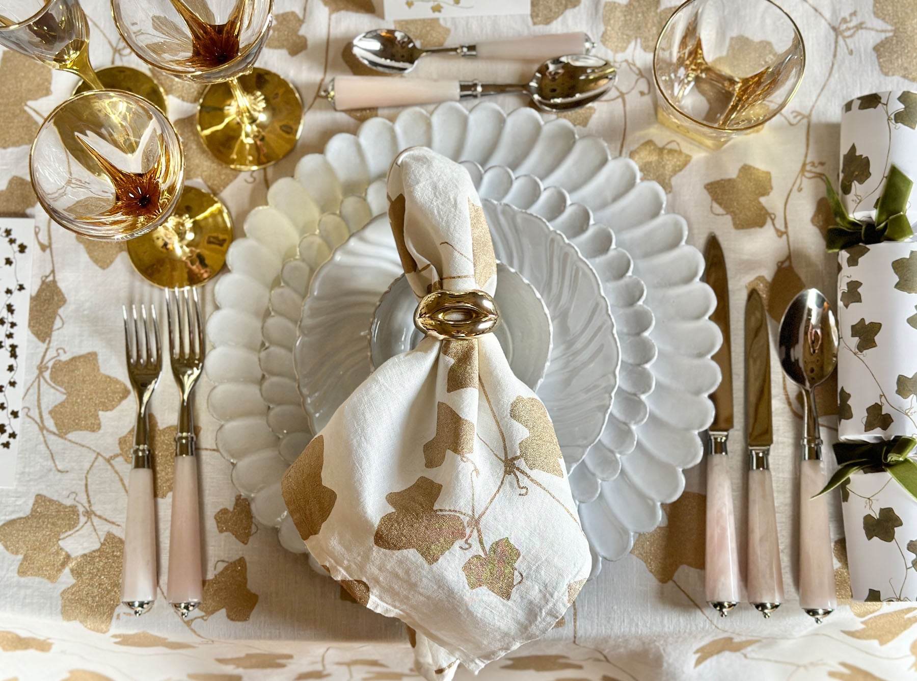 Gold Art Deco Hand Decorated Champagne Flute