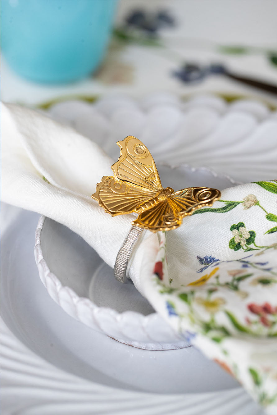 Butterfly Pewter Napkin Ring in Gold & Silver