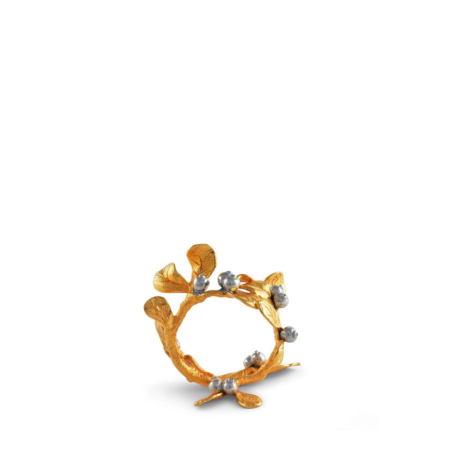 Mistletoe Pewter Napkin Ring in Gold & Silver