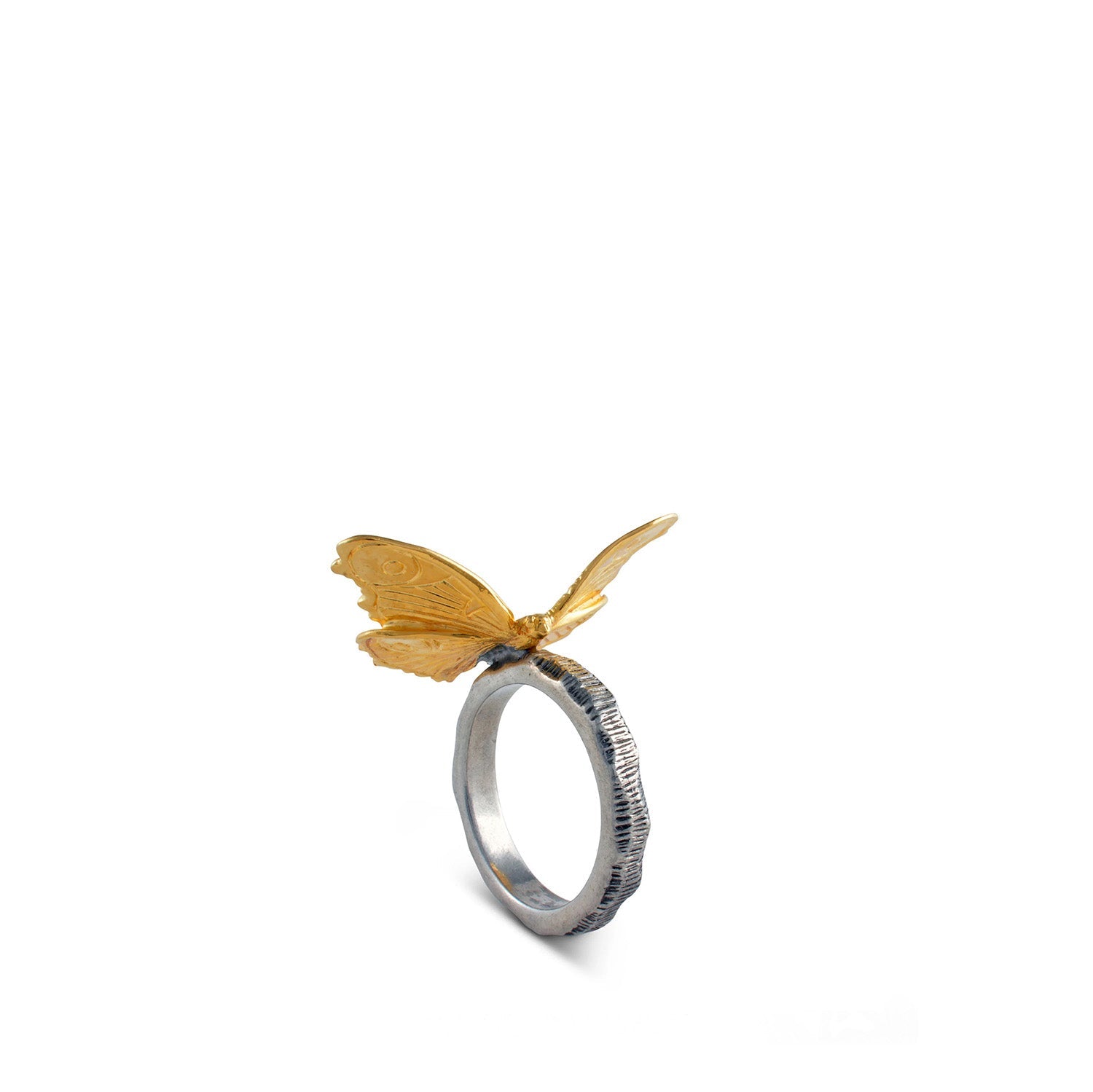 Butterfly Pewter Napkin Ring in Gold & Silver
