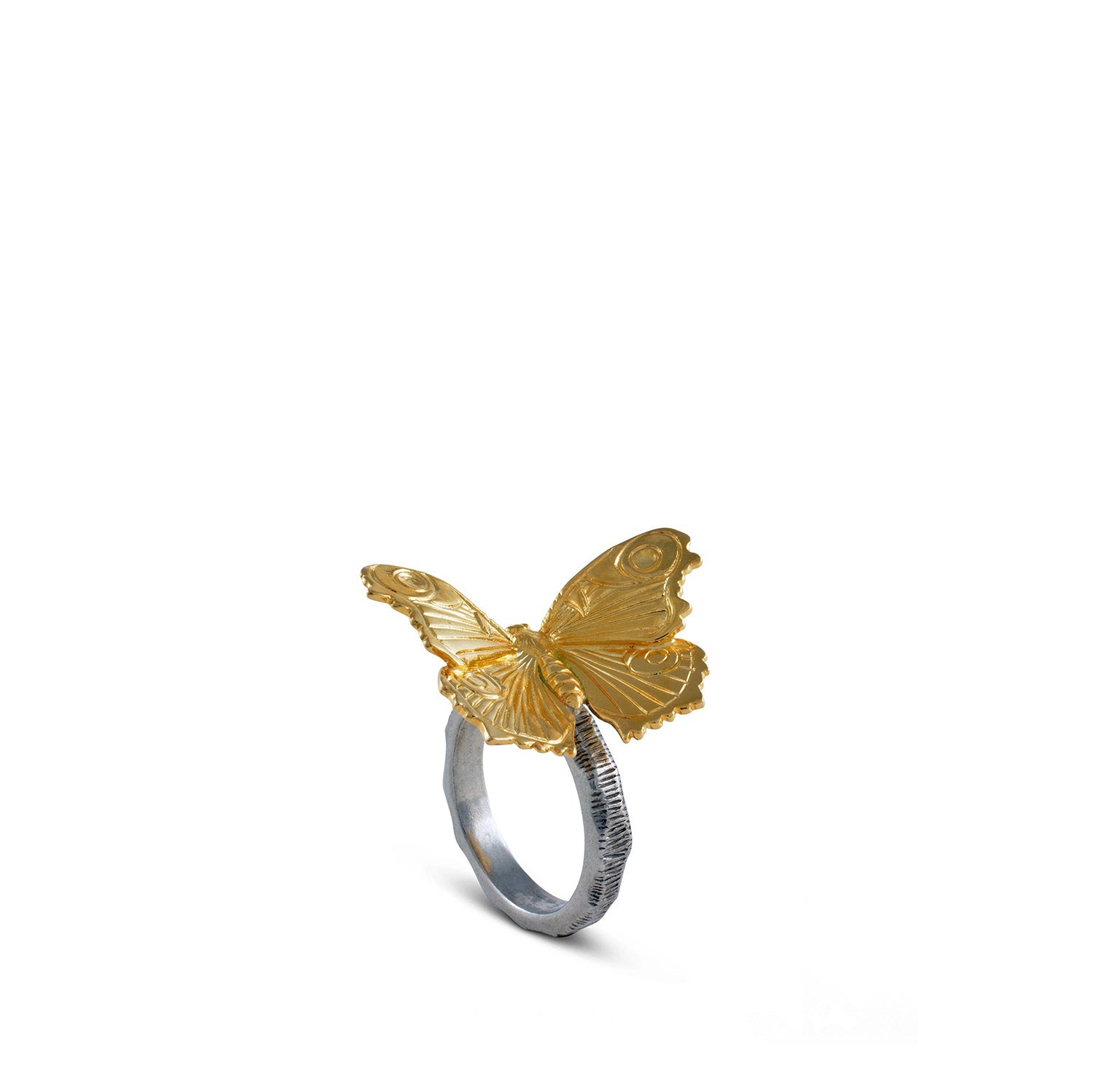 Butterfly Pewter Napkin Ring in Gold & Silver