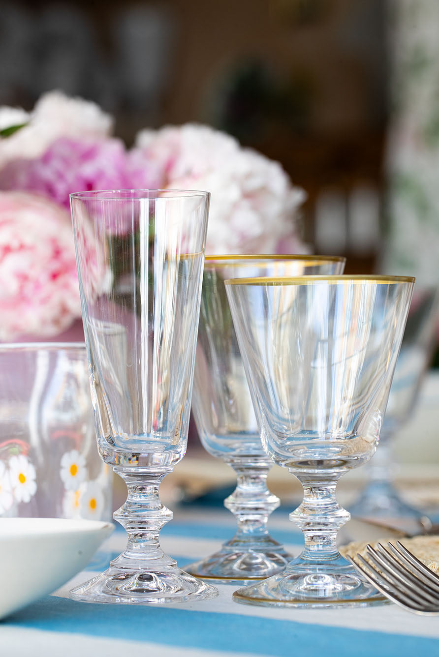 Summerill & Bishop Classic White Wine Glass With Gold Rim, 19cl