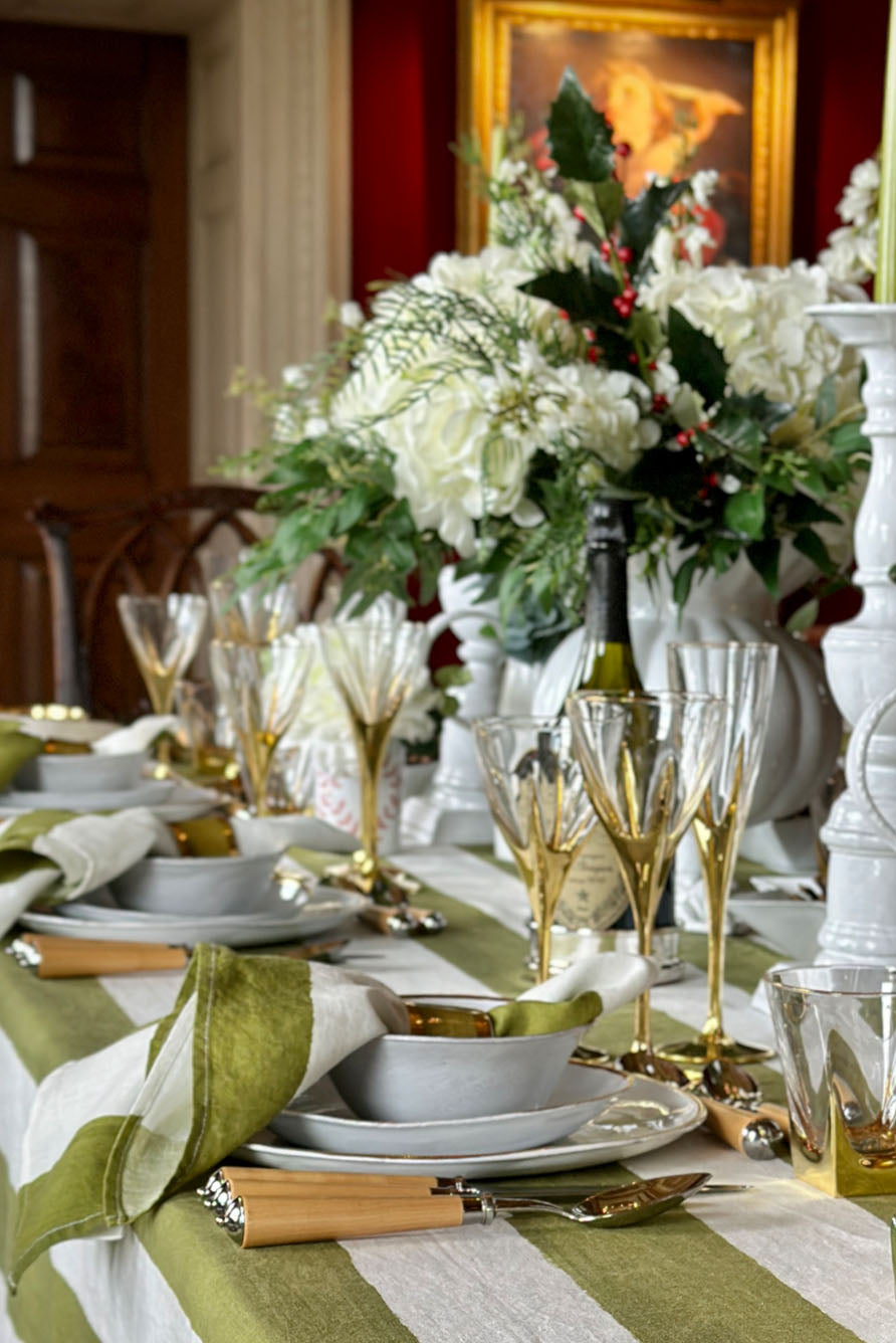 Handmade Ceramic Thick Gold Rim Green Napkin Ring