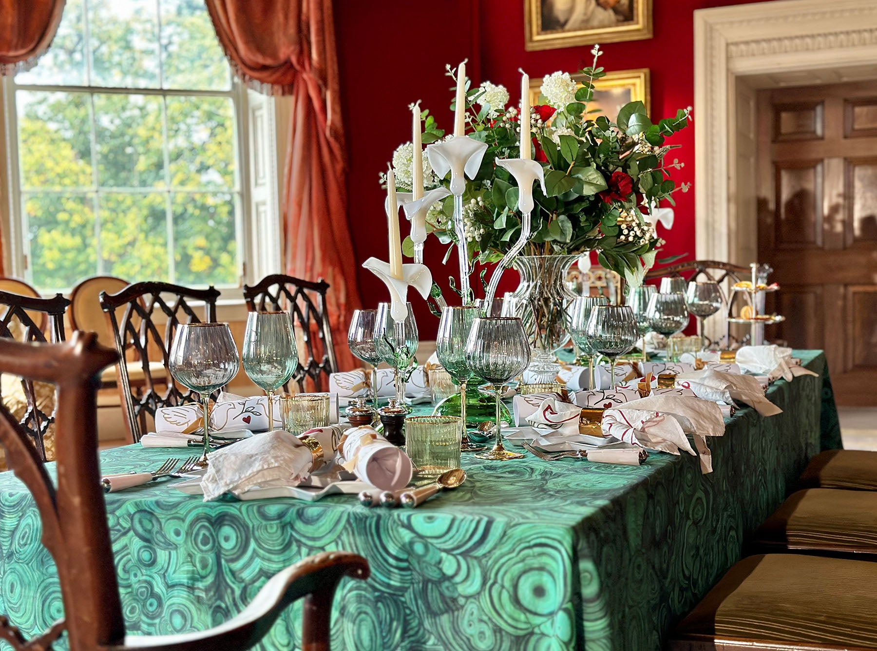 Italian Blue & Green Water Stem Glass, 64cl