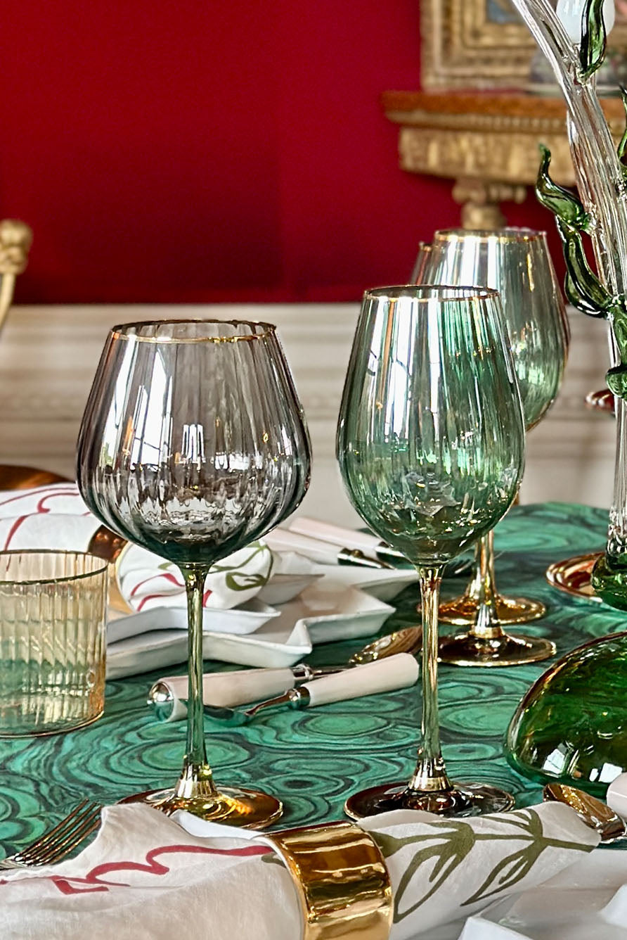 Italian Green & Amber White Wine Glass, 50cl