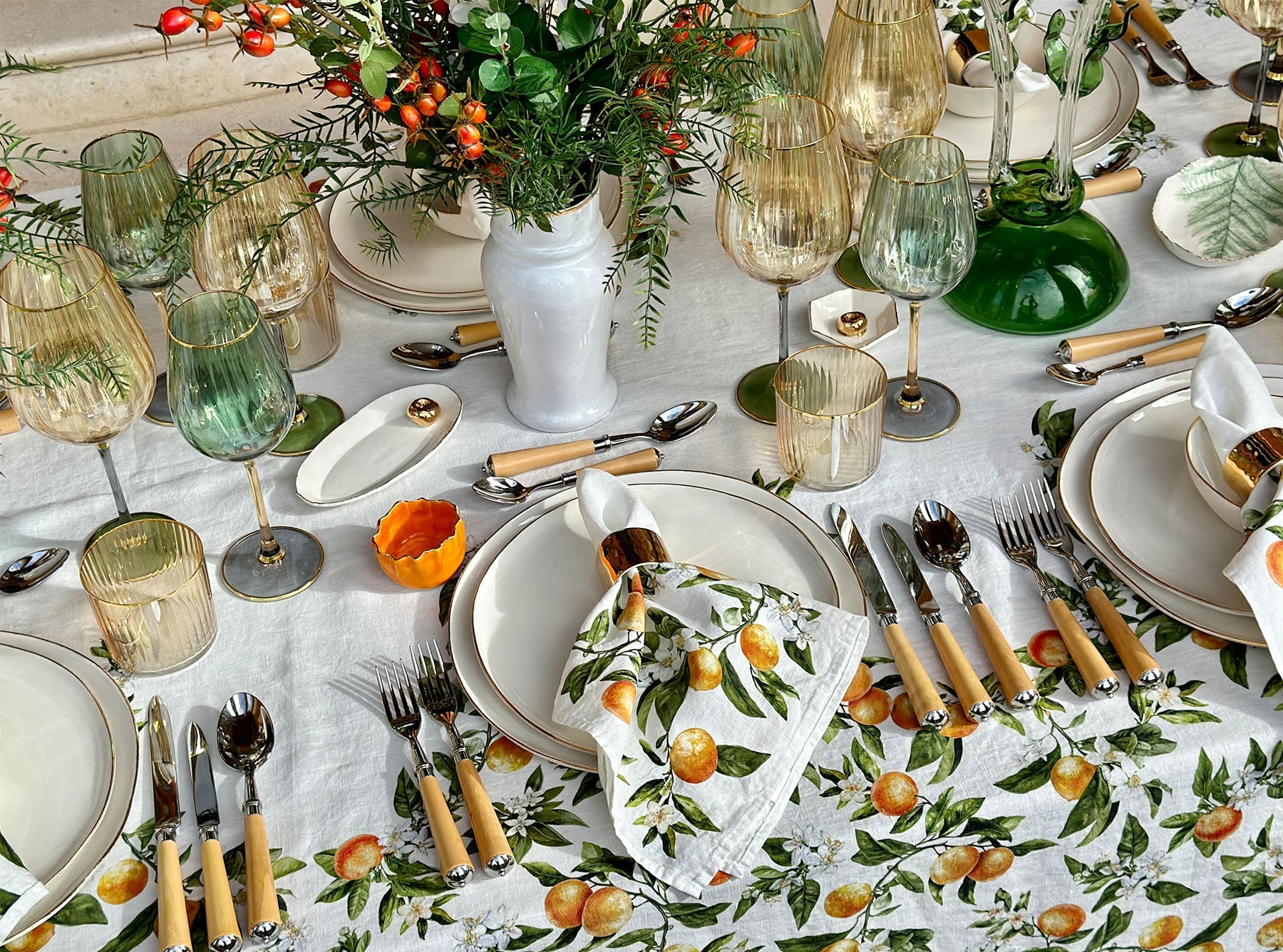 Italian Blue & Green Water Stem Glass, 64cl