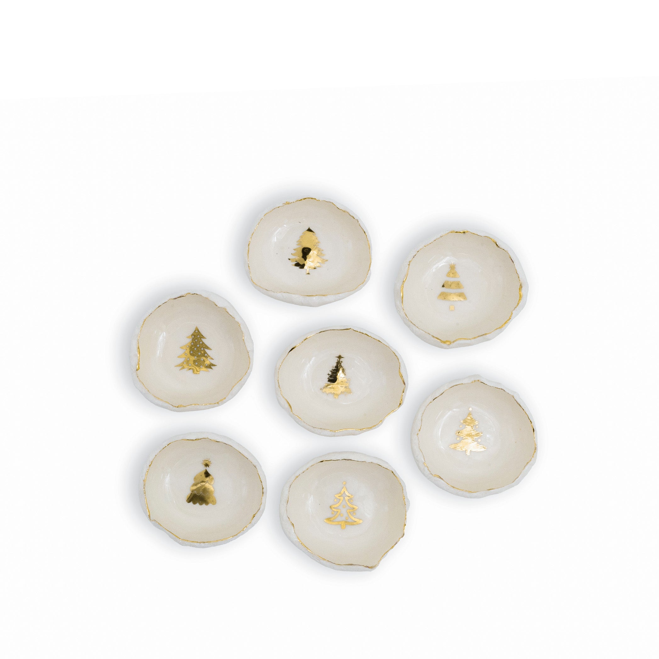 HB Jagged Bowl with Gold Christmas Tree, 7cm (ASSORTED)