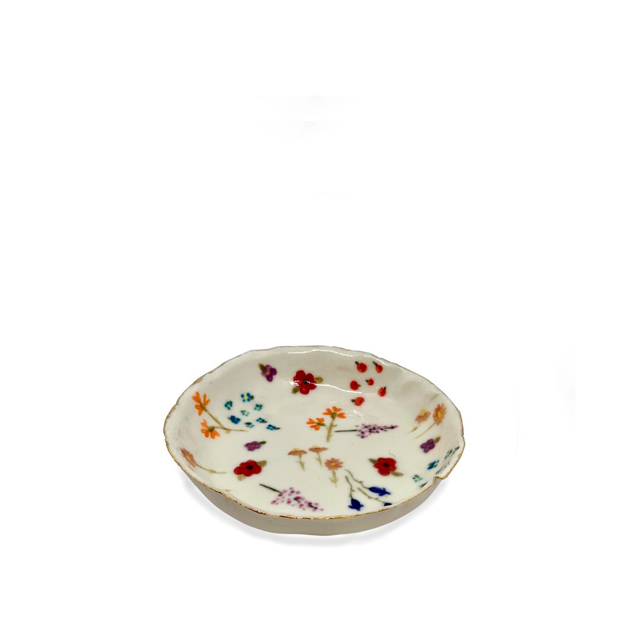 HB Jagged Bowl with Hand Painted Florals, 14cm