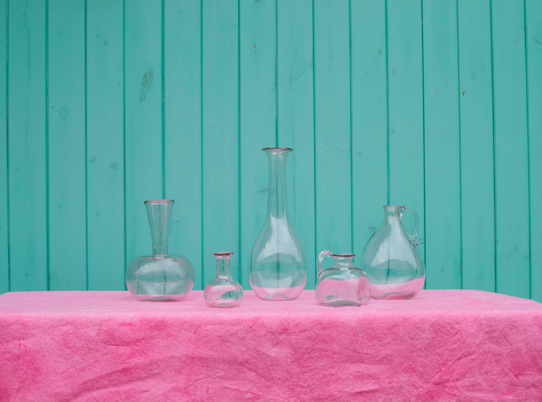 Handblown Glass Candlestick with Handle in Clear, 20cm