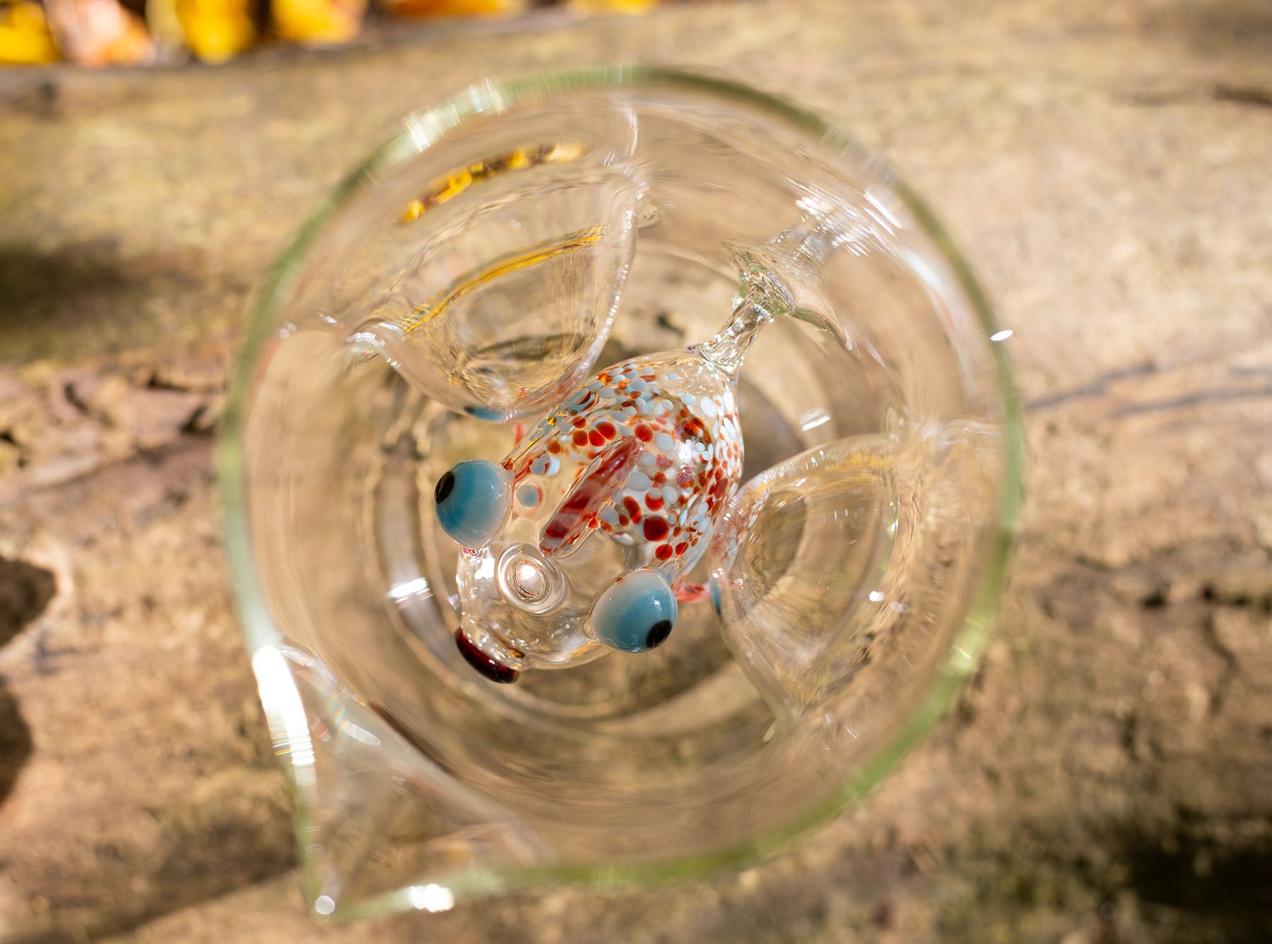 Handblown Glass Red and Blue Fish Carafe, 24.5cm