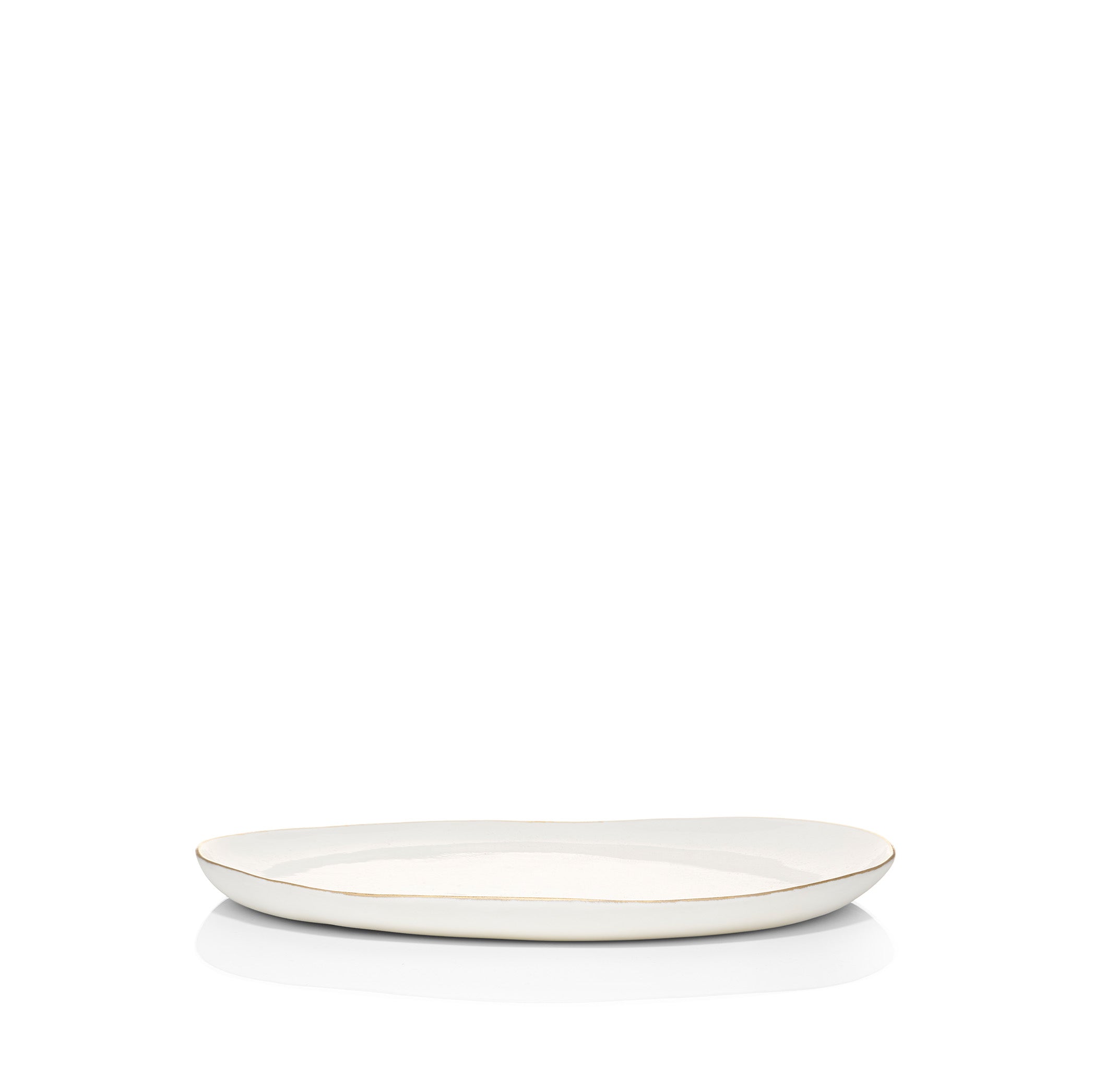 Handmade Ceramic Dinner Plate with Gold Rim, 26cm