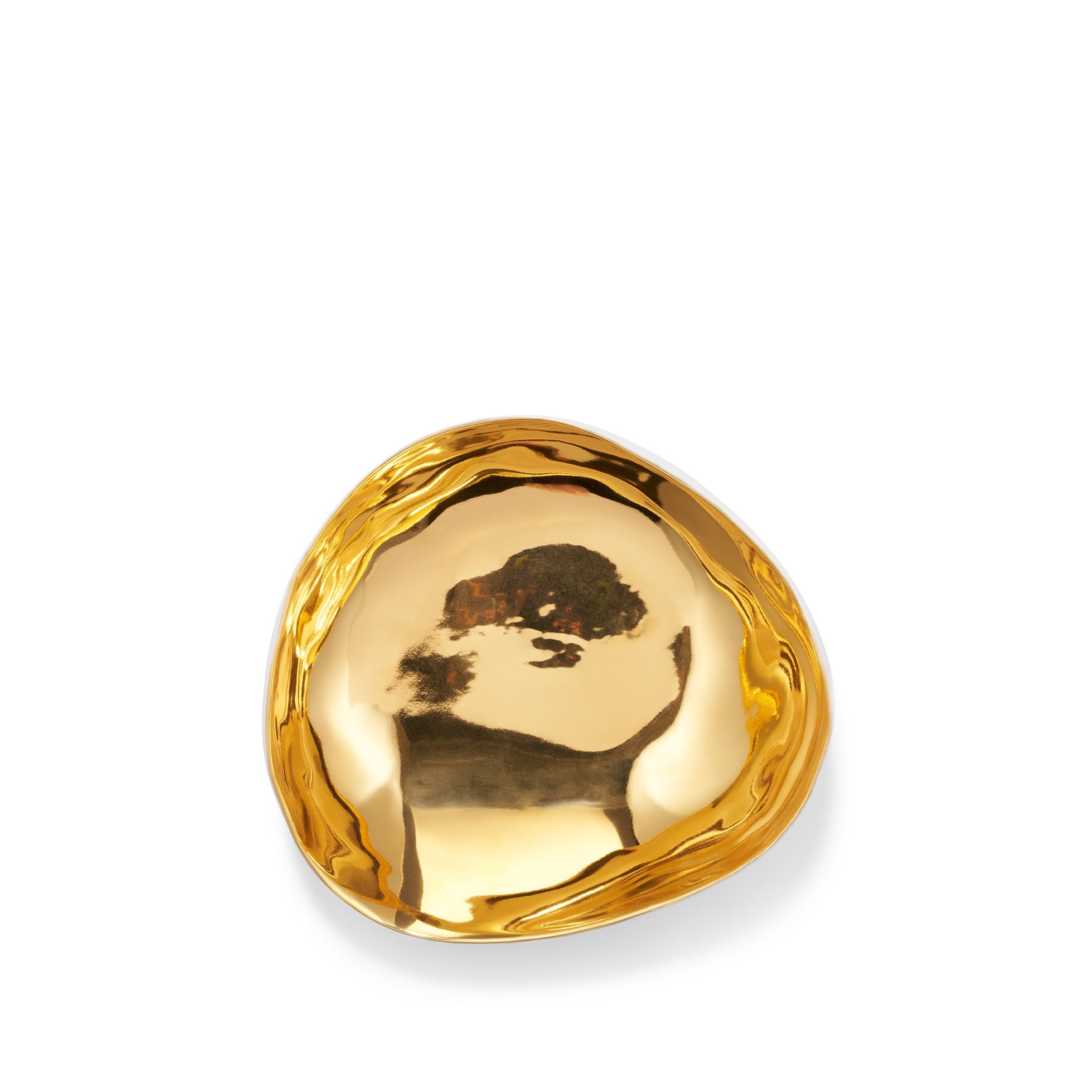 'Handmade Ceramic Pebble Bowl with Gold Glaze, 22cm