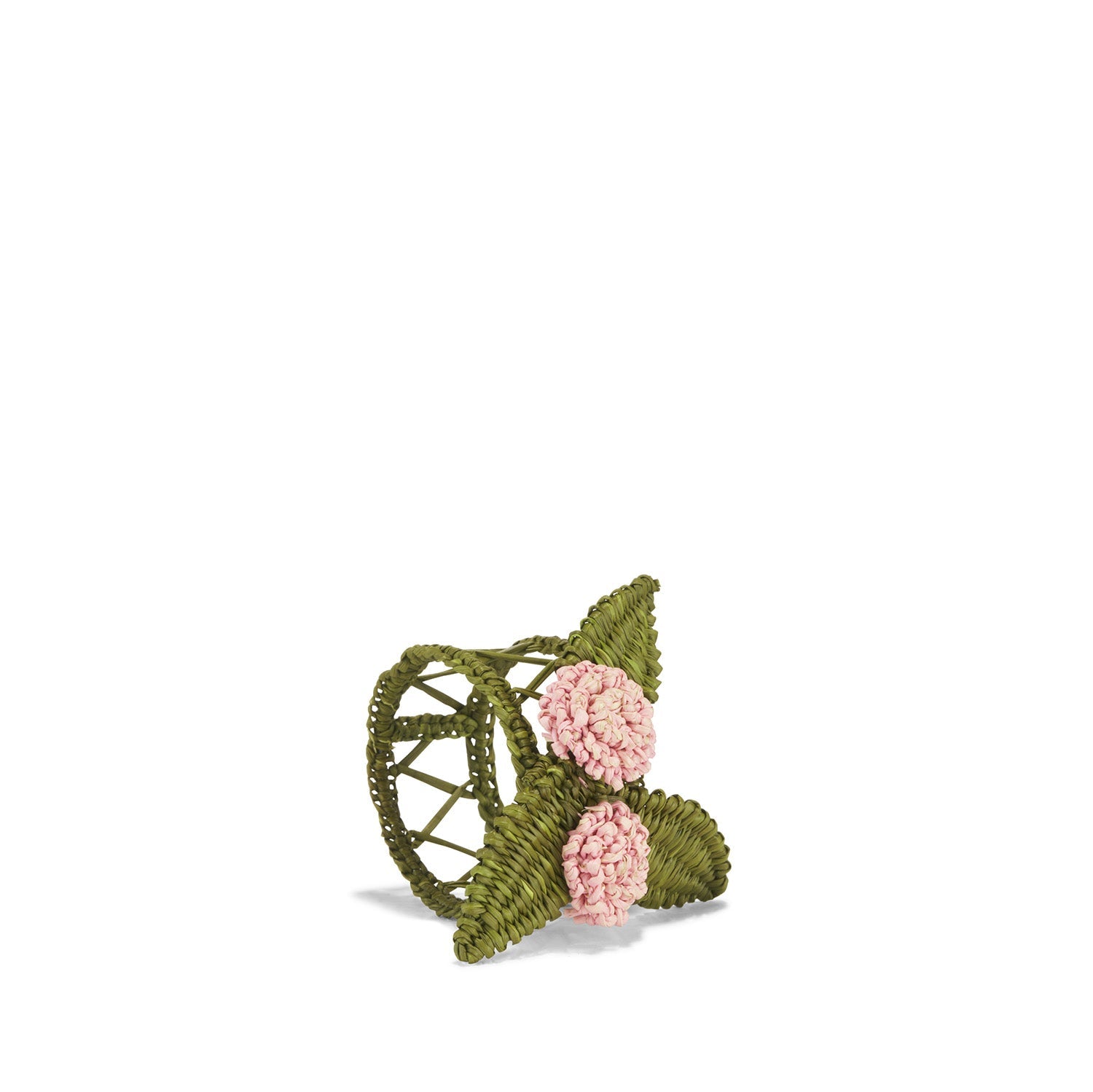 Handwoven Roses Napkin Ring in Pink and Olive Green
