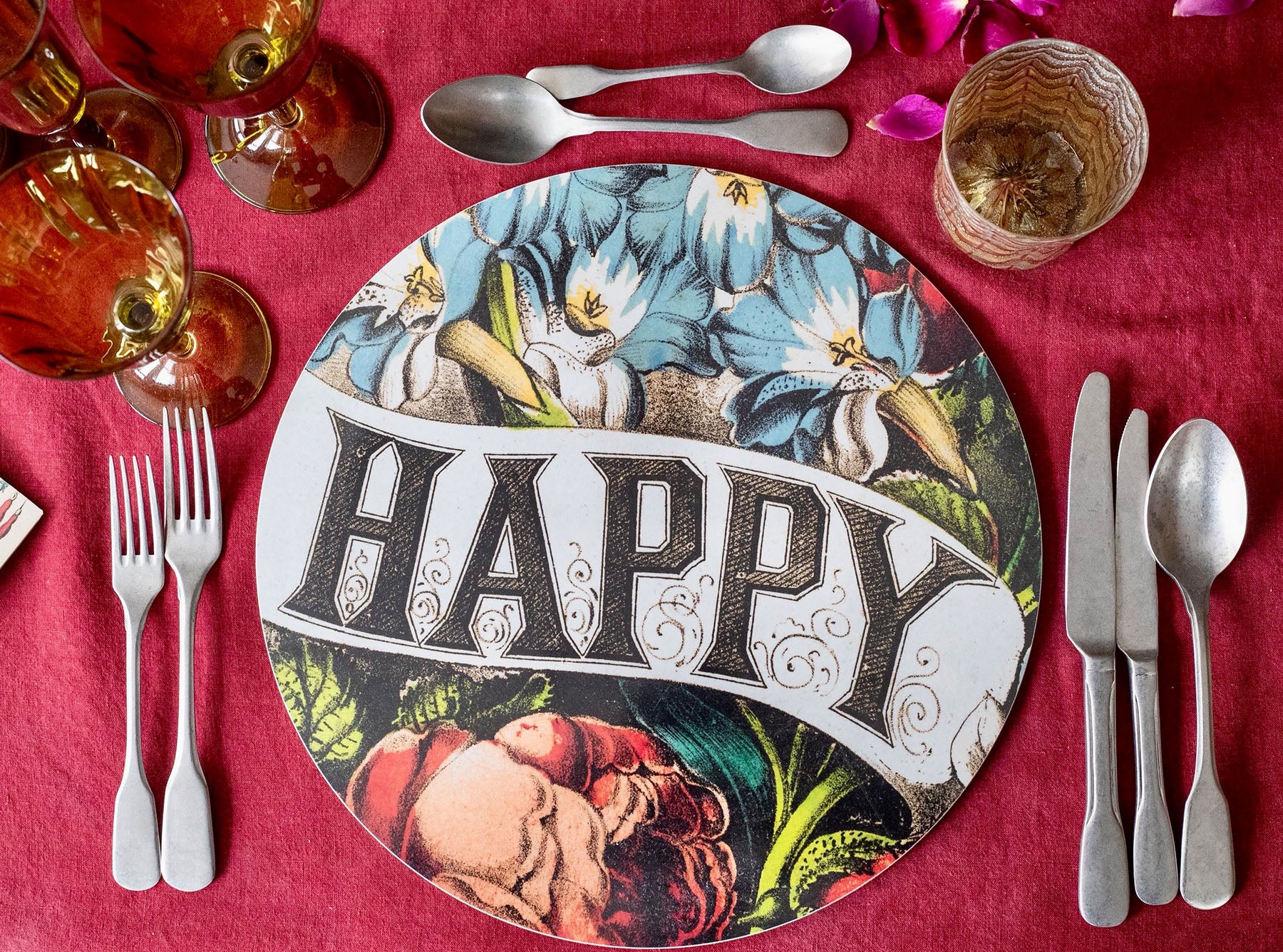 S&B x John Derian 'Happy' Linen Napkin, 50x50cm