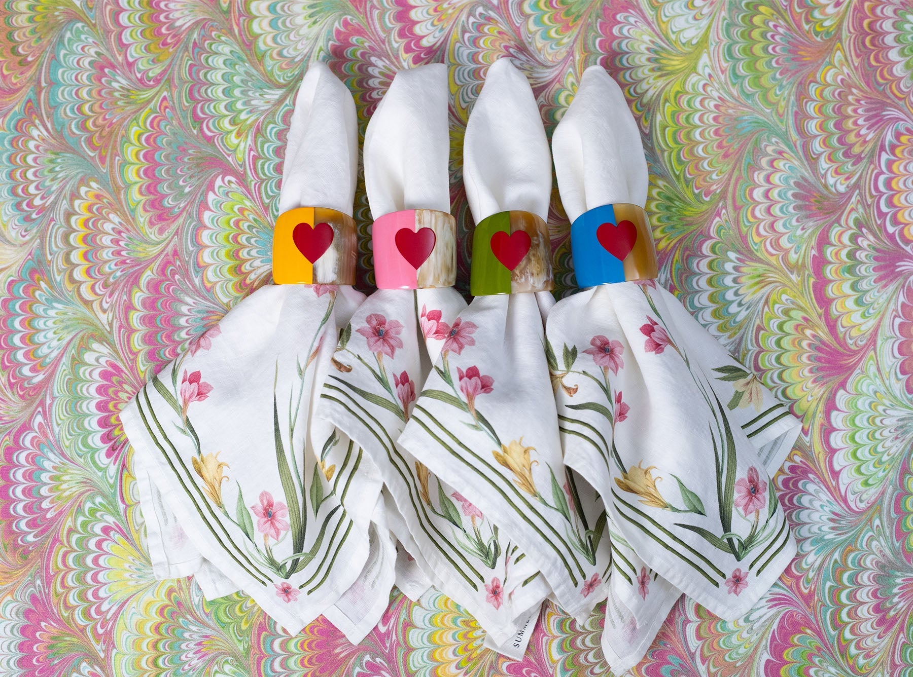 S&B Heart Pink Lacquer & Horn Napkin Ring