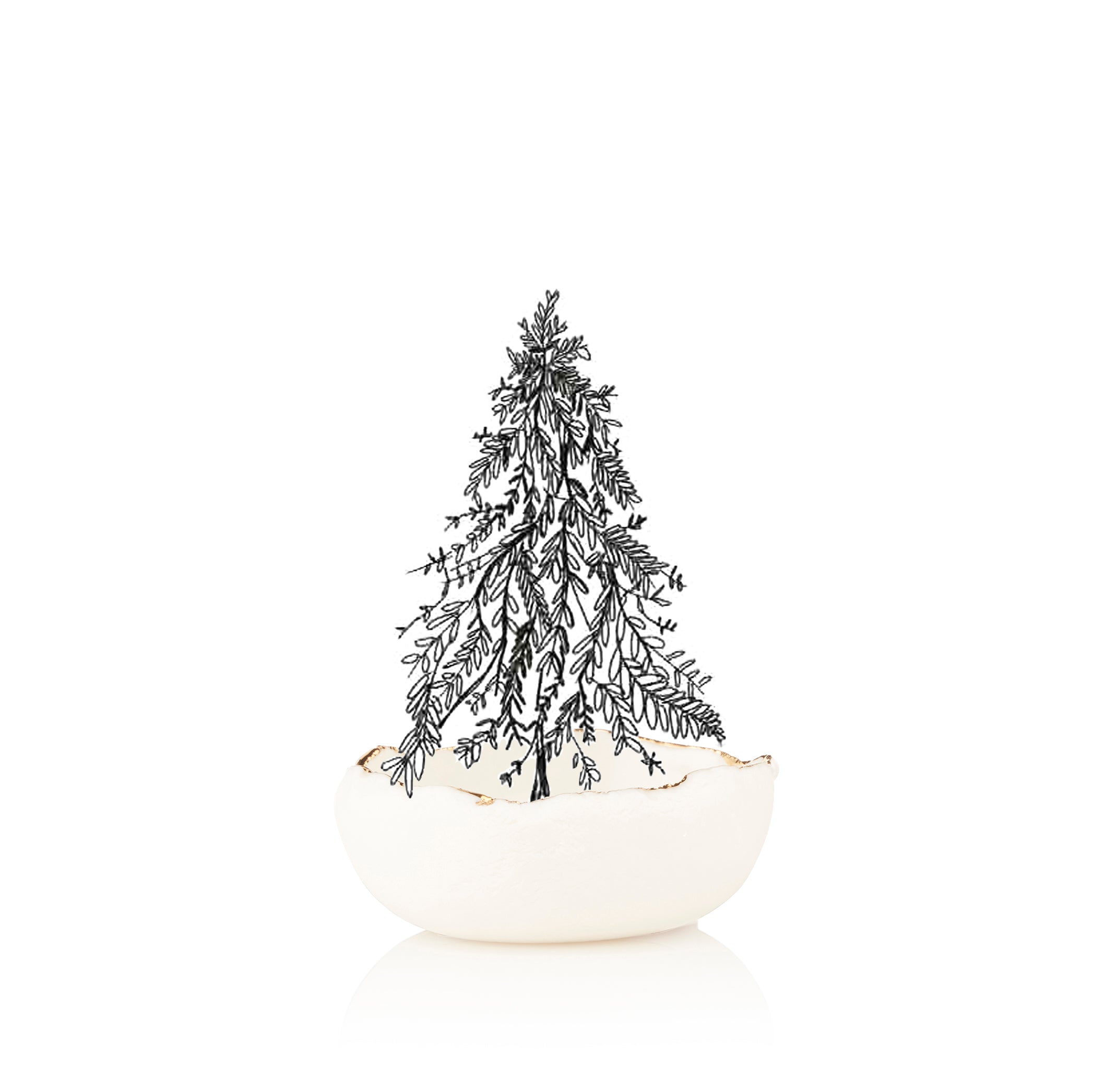 HB Jagged Bowl with Gold Christmas Tree, 7cm