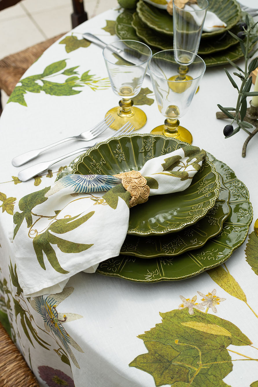 'Herb Garden' Round Linen Tablecloth, 260cm