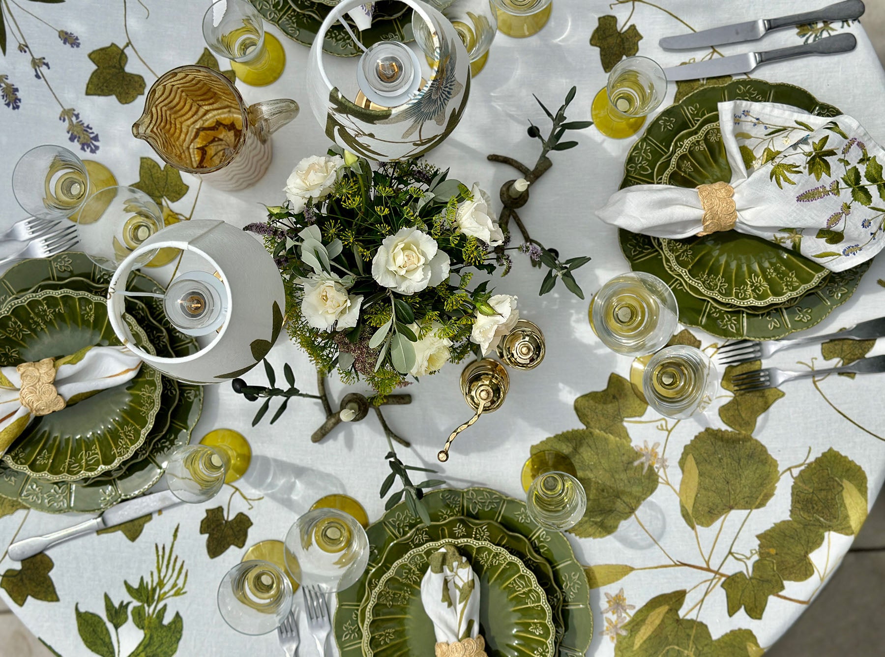 Embroidered 'Herb Garden' Linen Napkin, 50x50cm