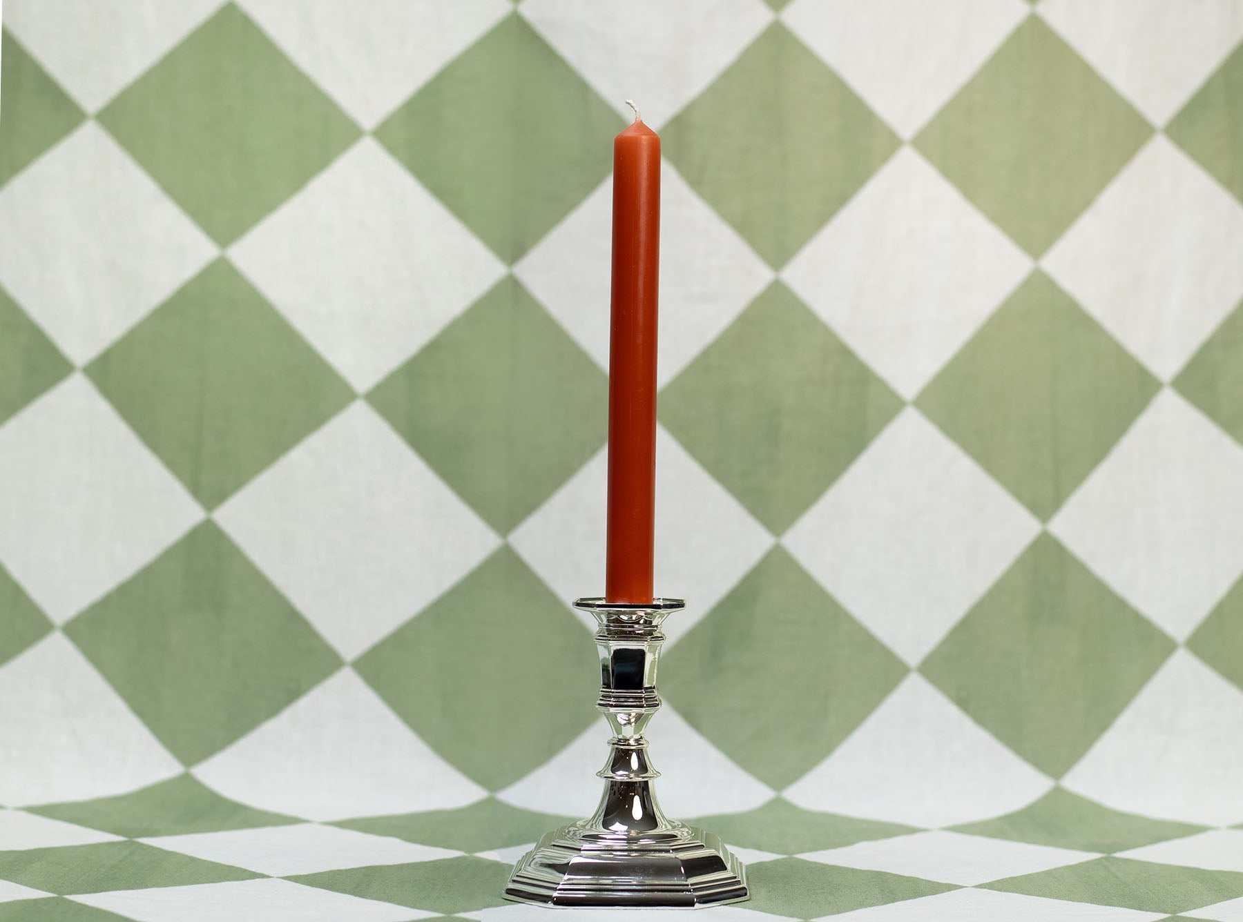 Silver Plated Octagonal Candle Holder, 13cm