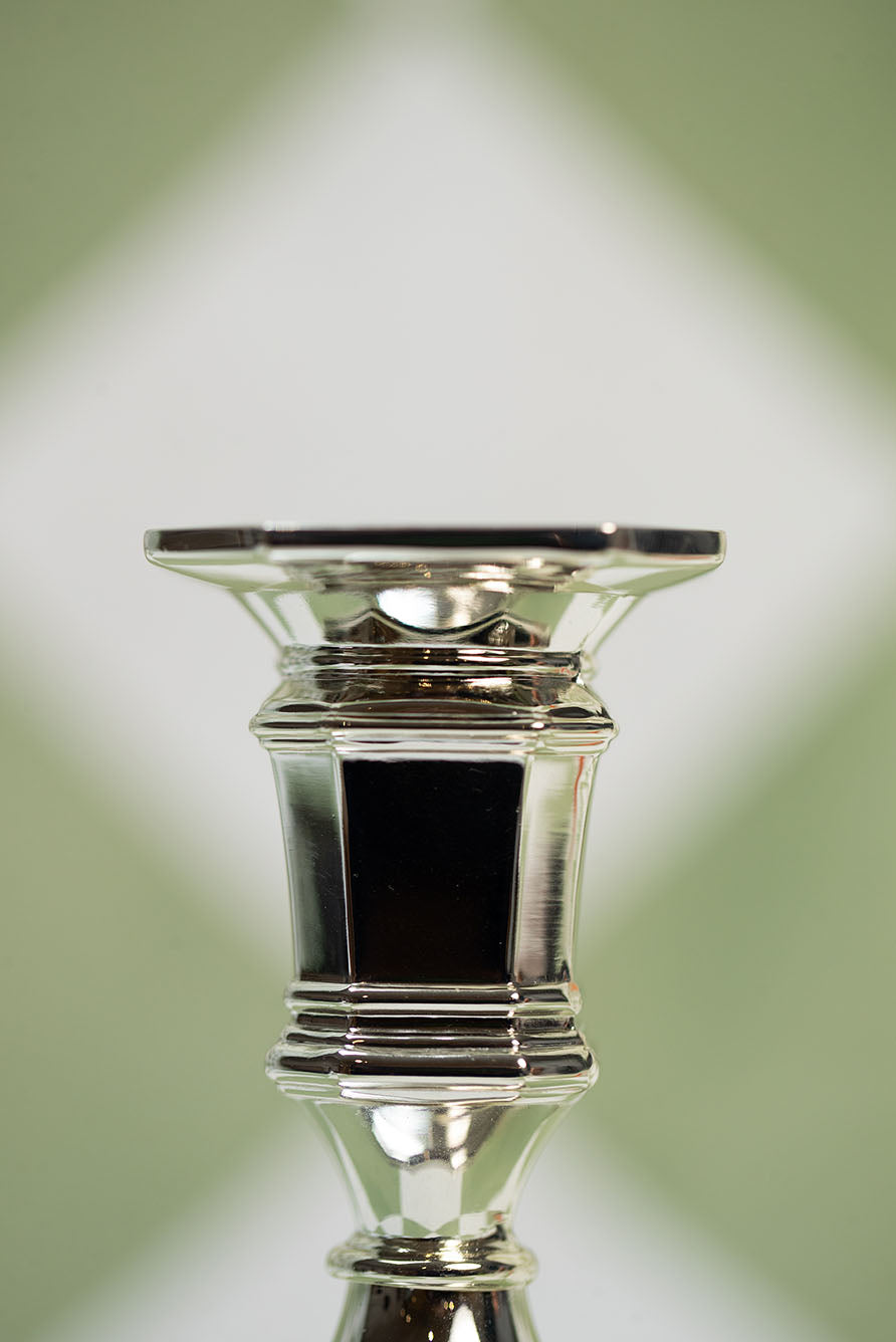 Silver Plated Octagonal Candle Holder, 13cm