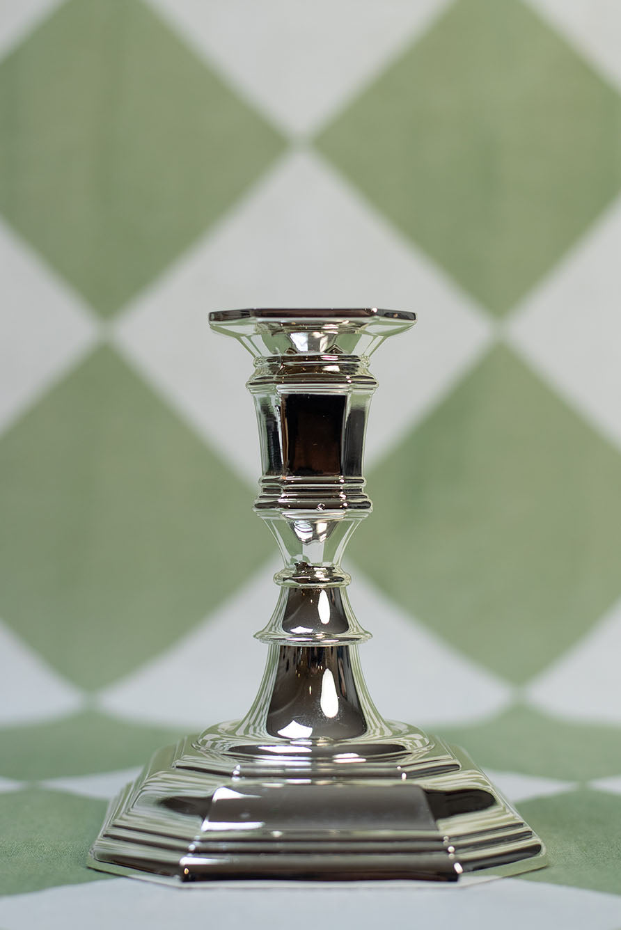 Silver Plated Octagonal Candle Holder, 13cm