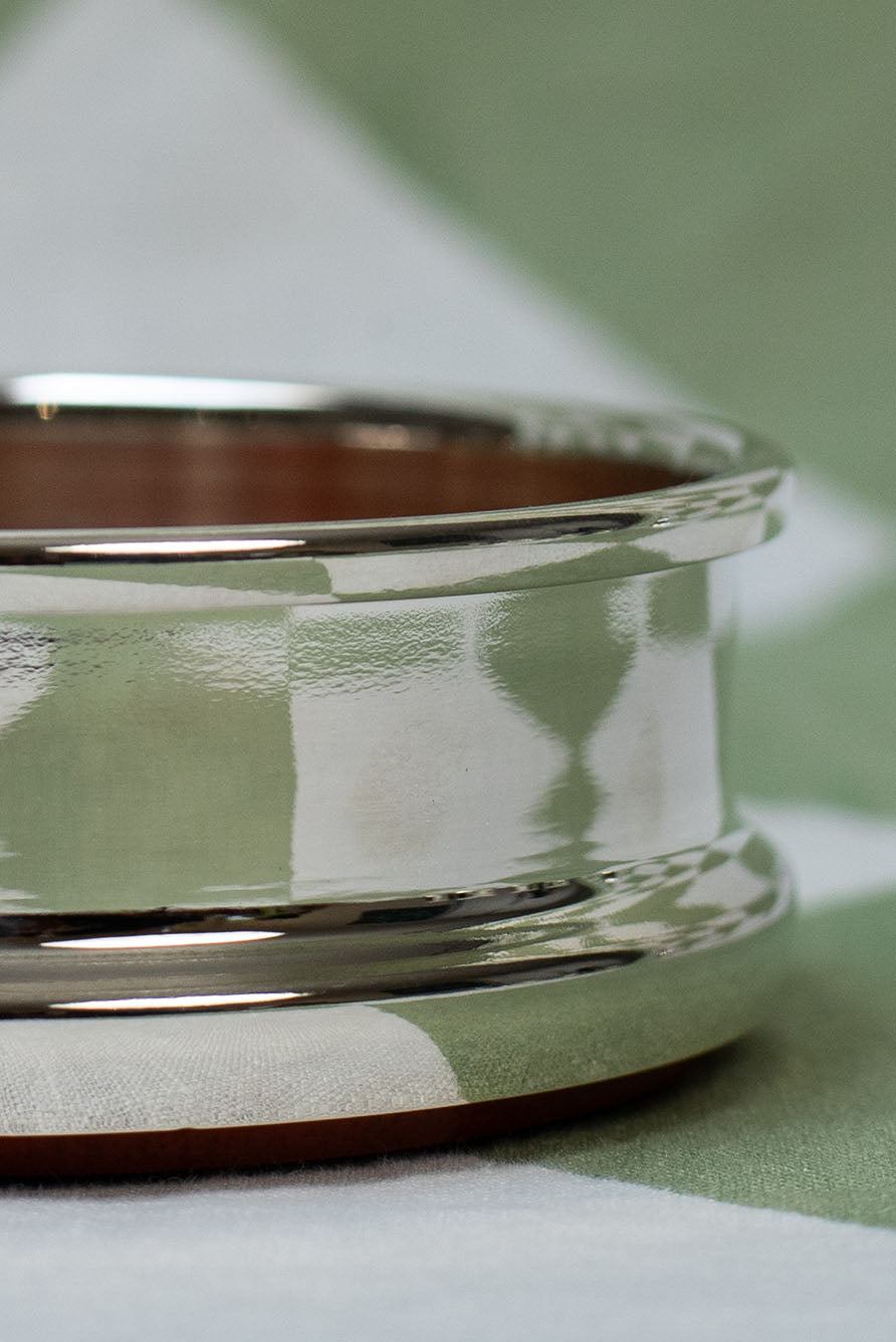 Silver Plated & Wooden Bottle Coaster, 10cm