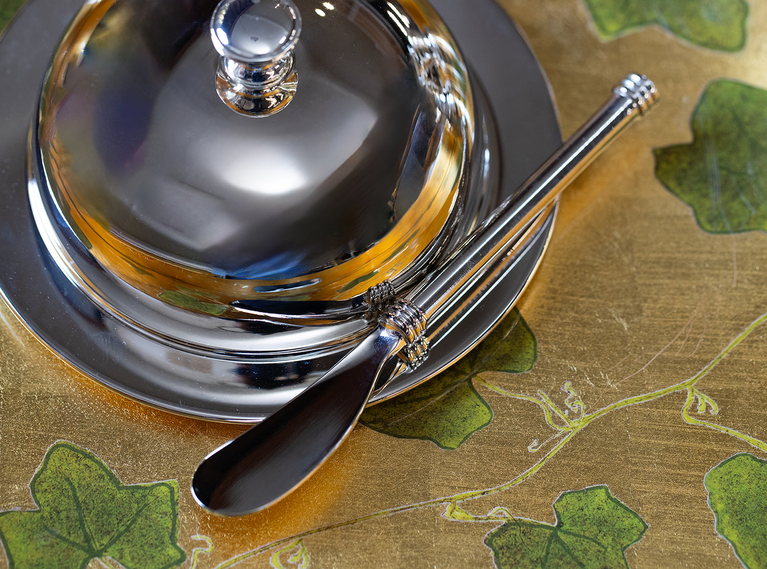 Silver Plated Butter Dish & Knife, 14cm