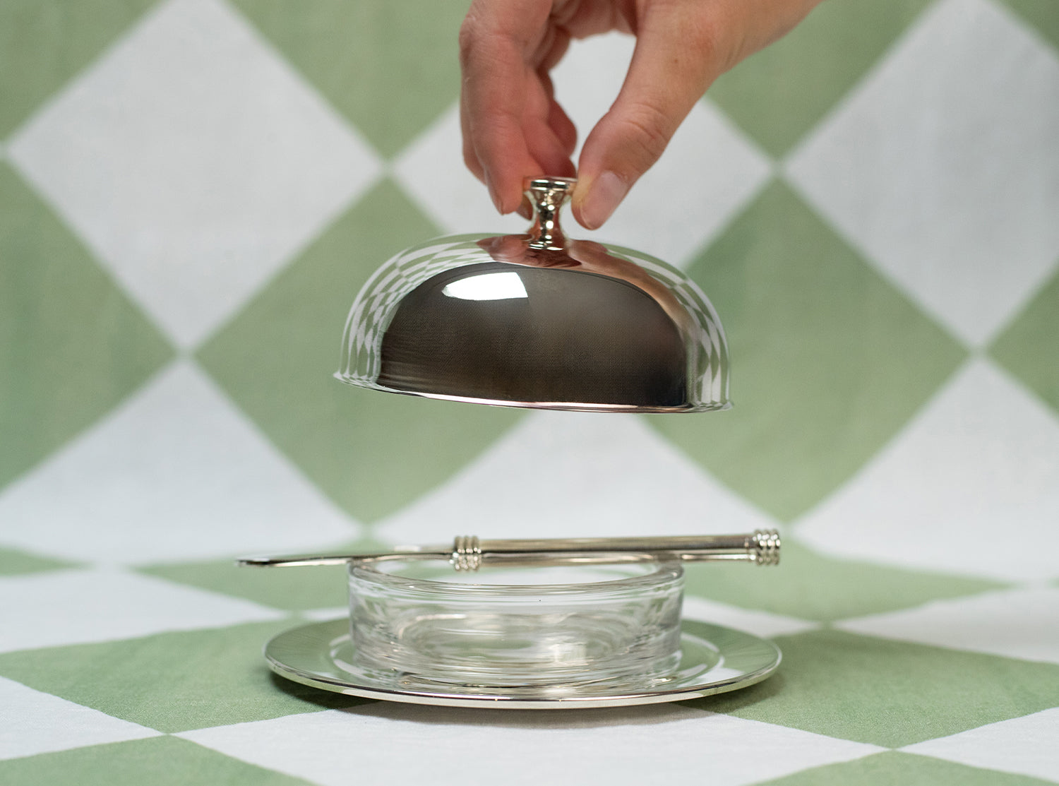 Silver Plated Butter Dish & Knife, 14cm