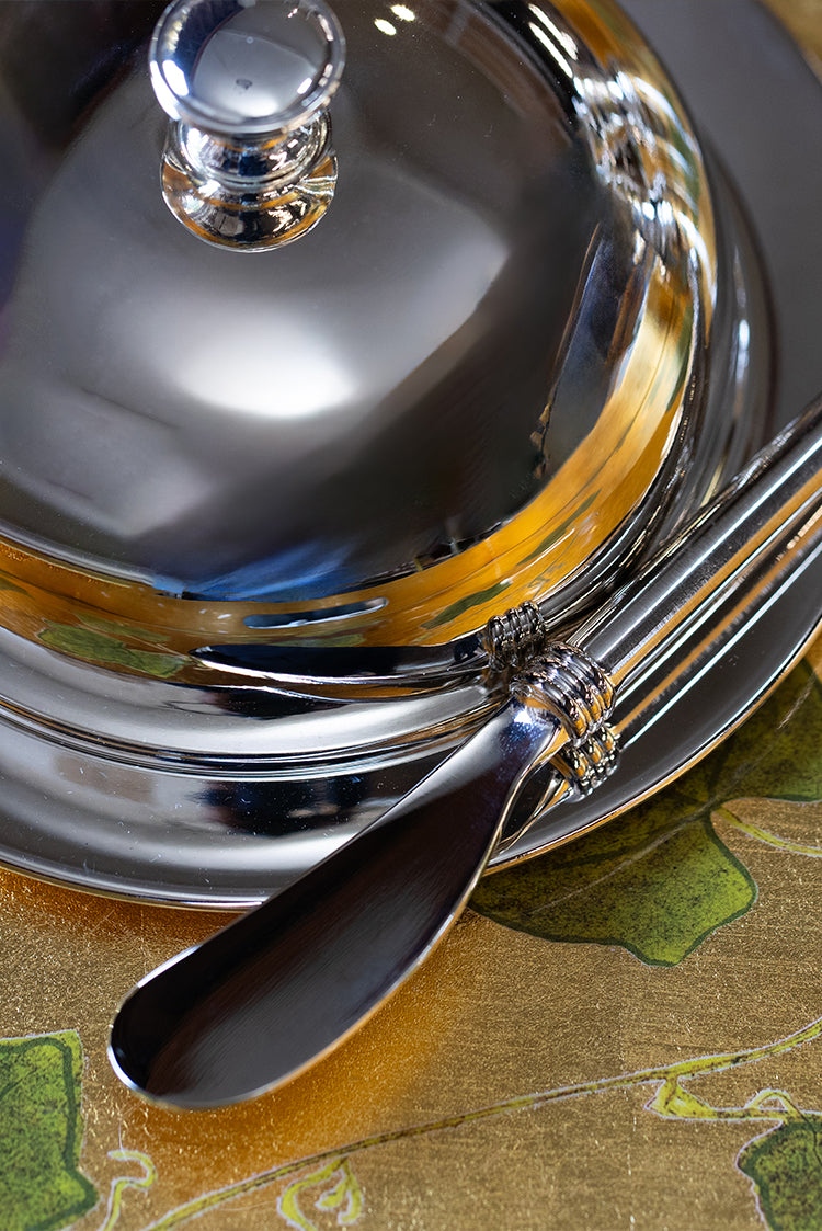 Silver Plated Butter Dish & Knife, 14cm