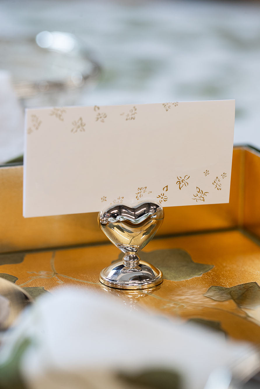 Silver Plated Heart Placecard Holders, Set of 6
