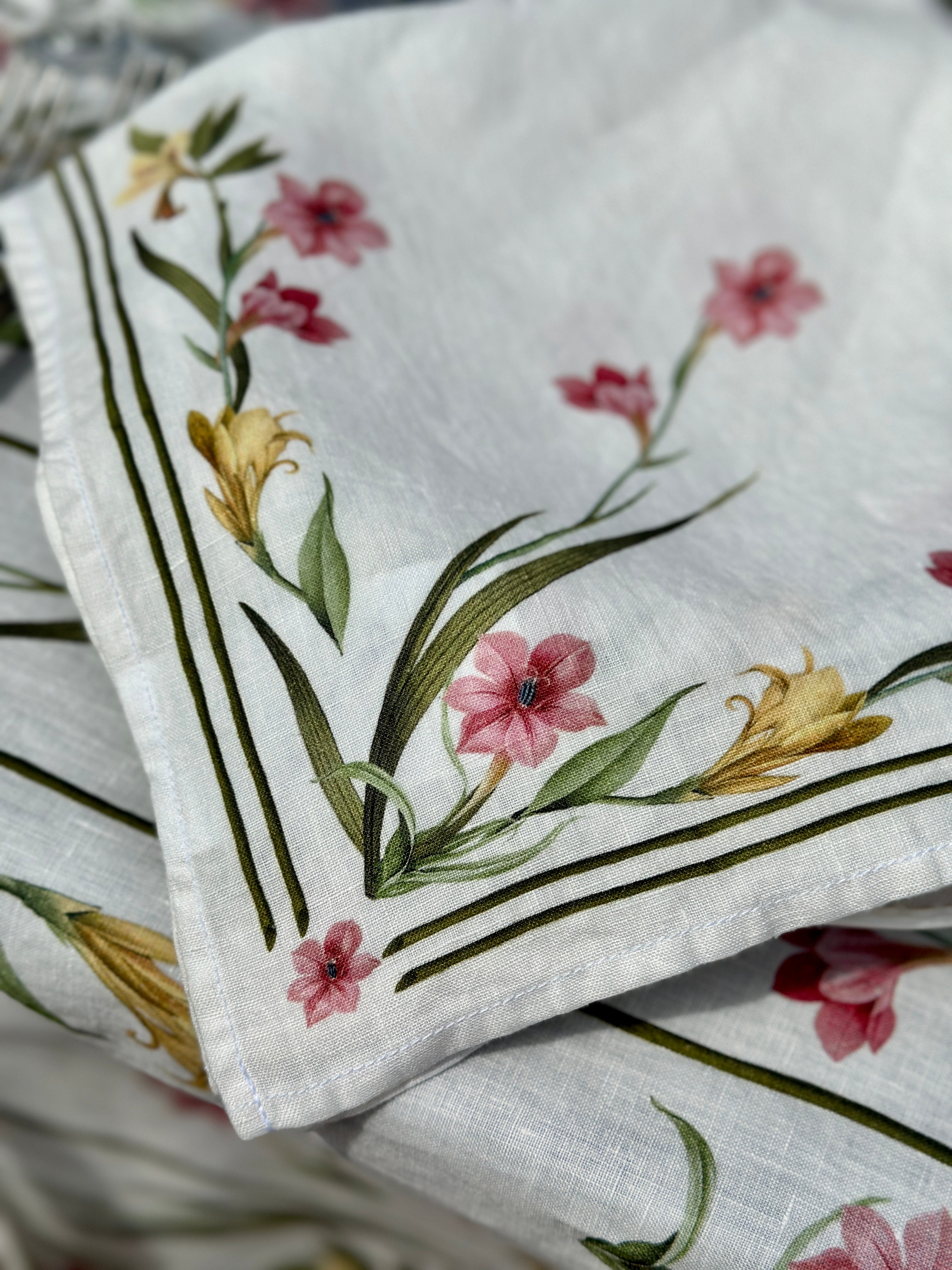 'Gladioli' Linen Napkin, 50x50cm
