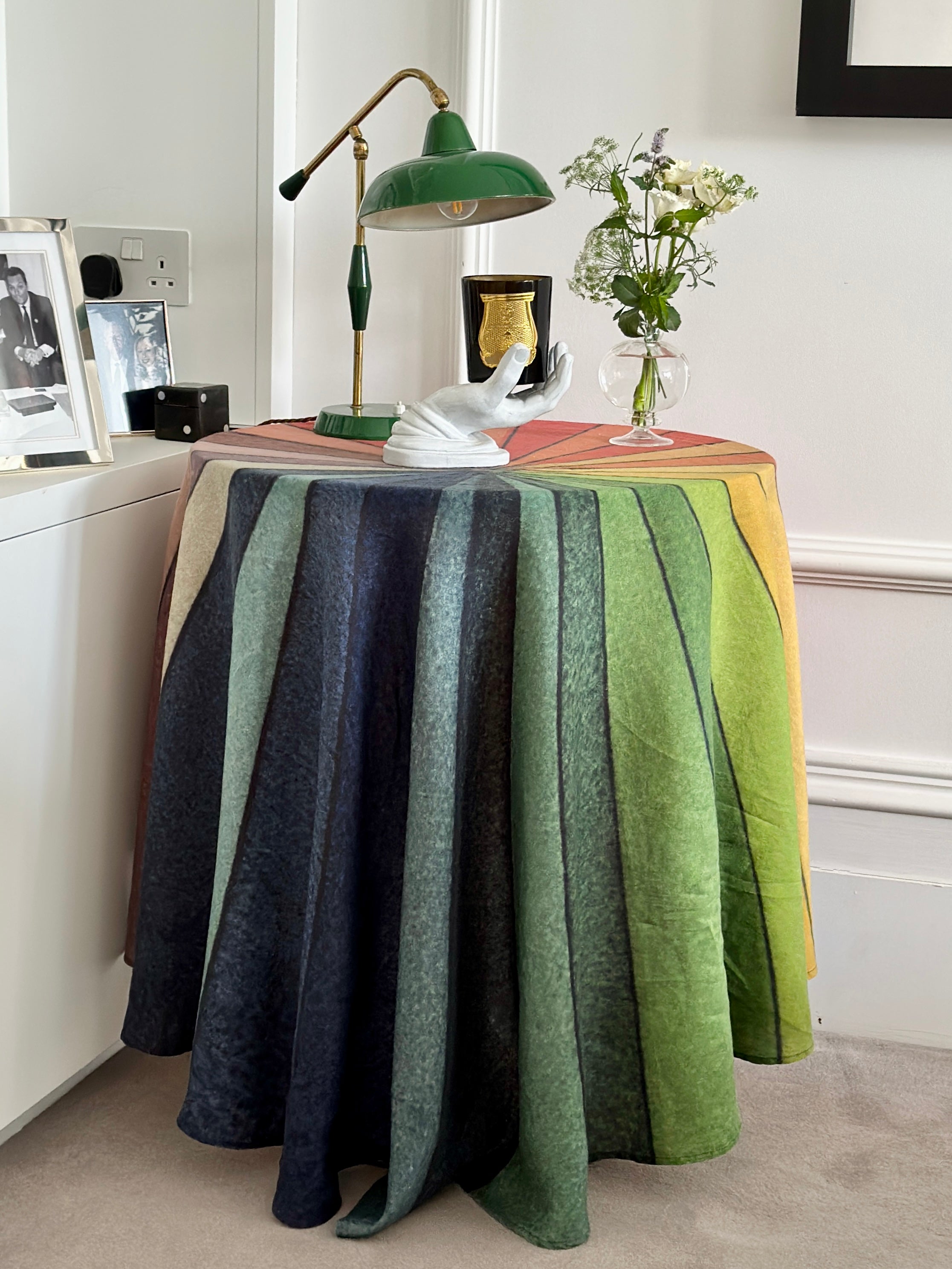 S&B x John Derian 'Colour Wheel' Round Occasional Linen Tablecloth, 165cm